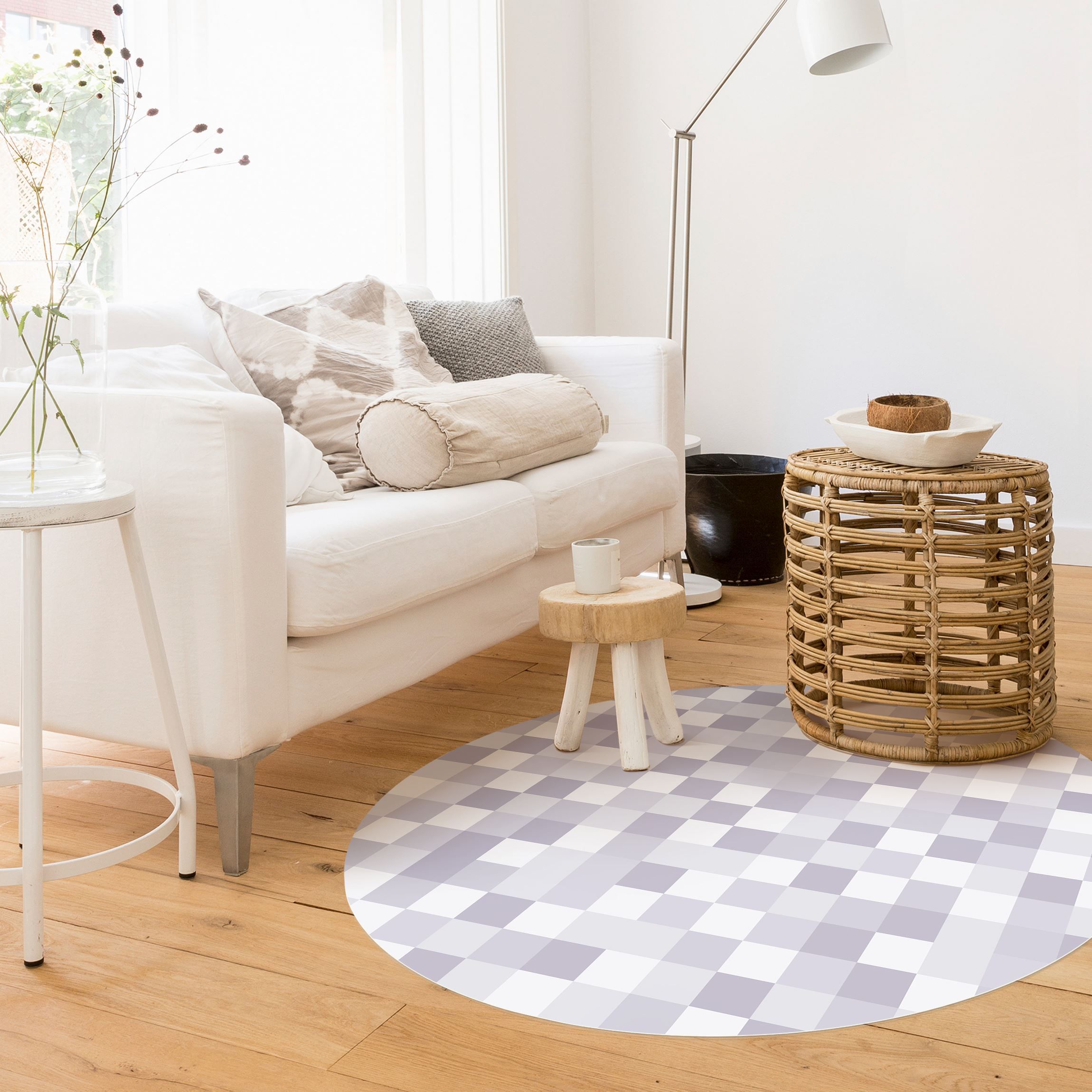 Runder Vinyl-Teppich Geometrisches Muster Mosaik Flieder