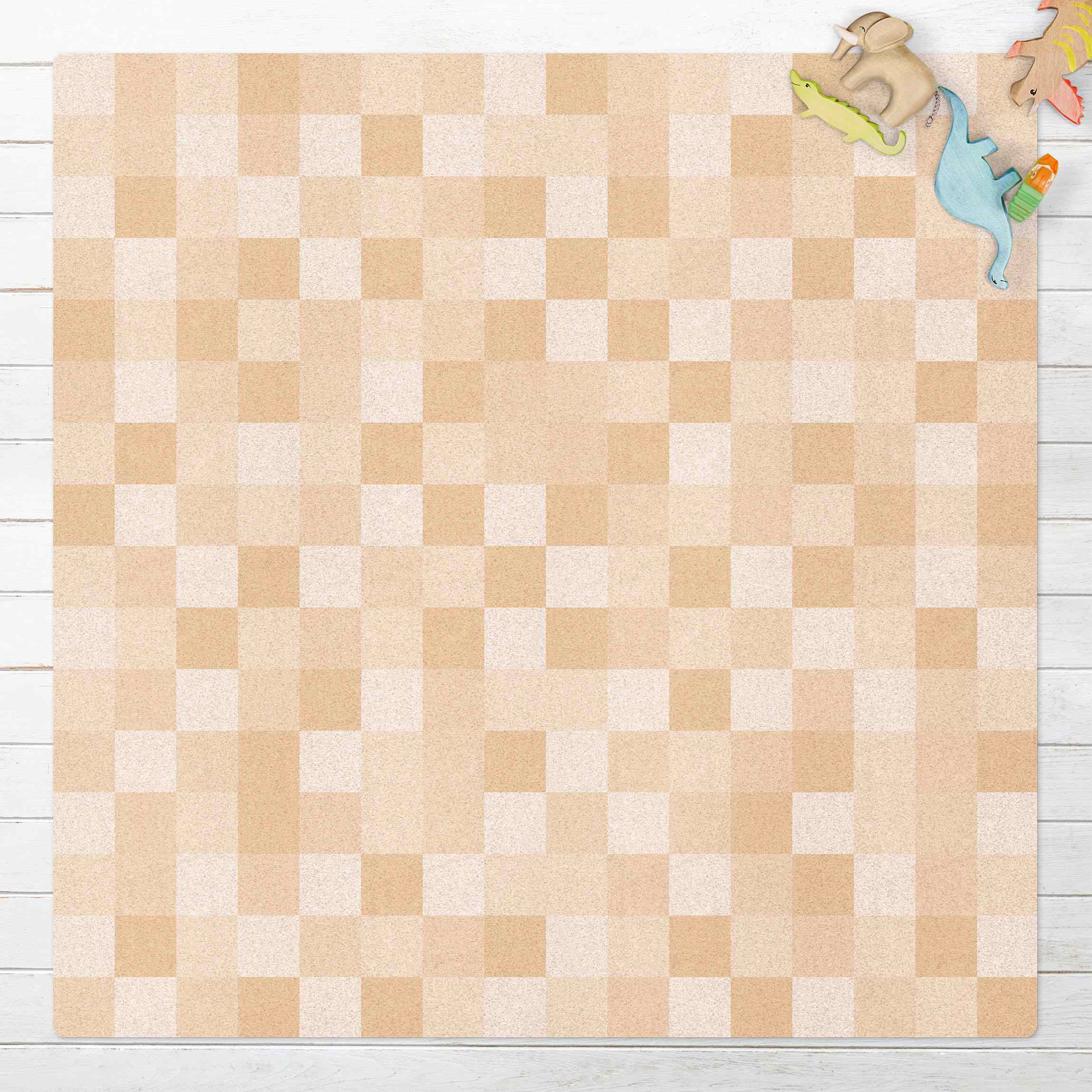 Kork-Teppich Geometrisches Muster Mosaik Gelb