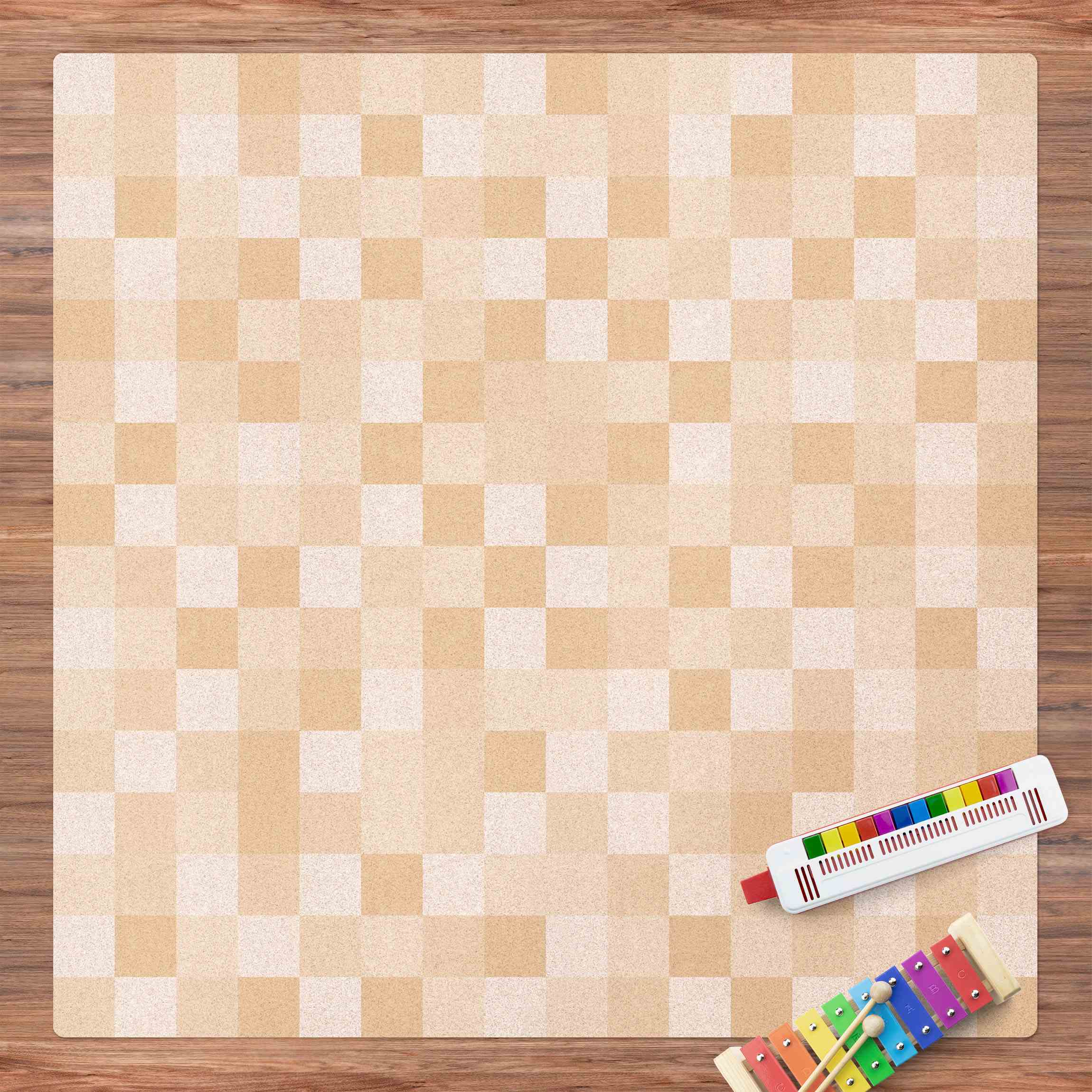 Kork-Teppich Geometrisches Muster Mosaik Gelb