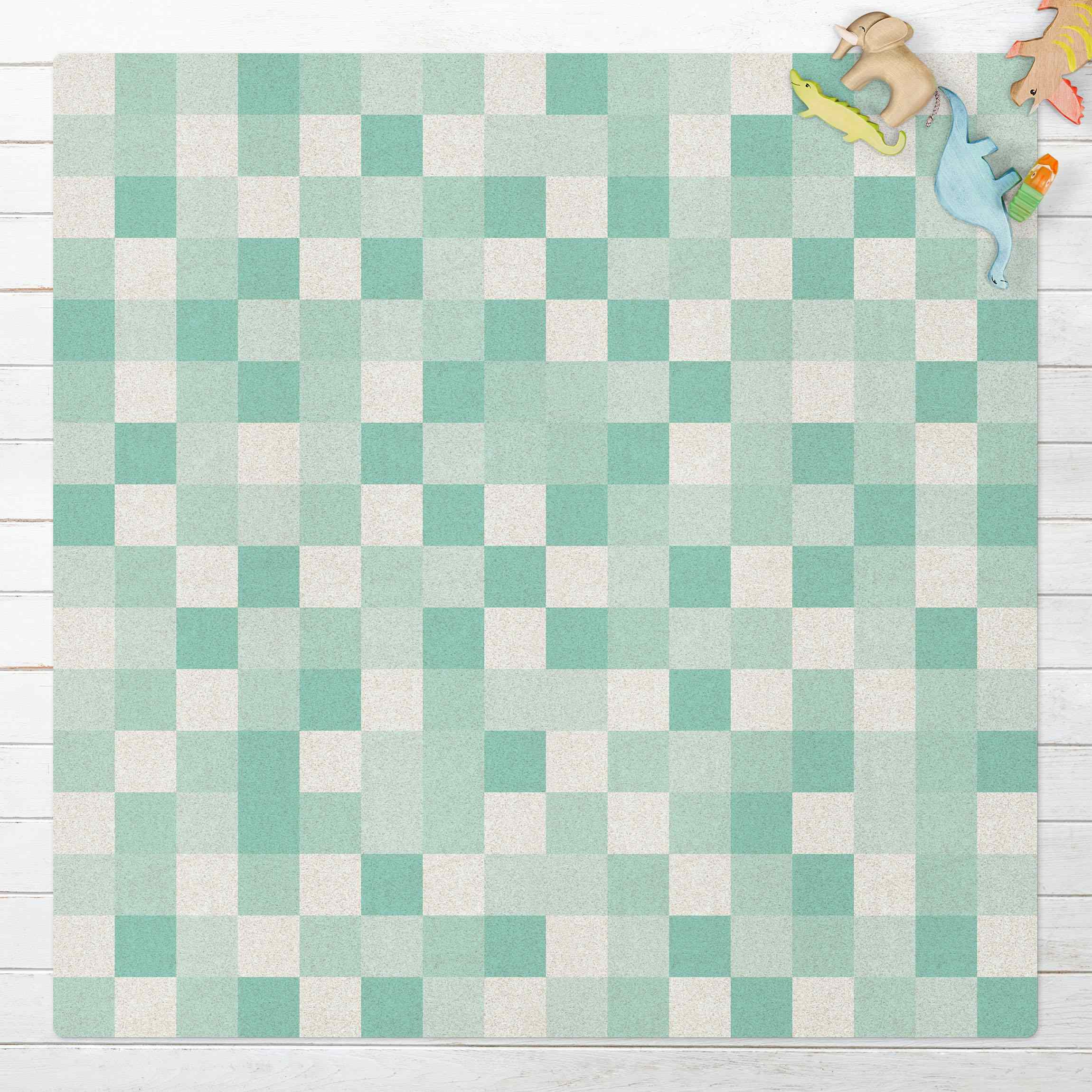 Kork-Teppich Geometrisches Muster Mosaik Mintgrün