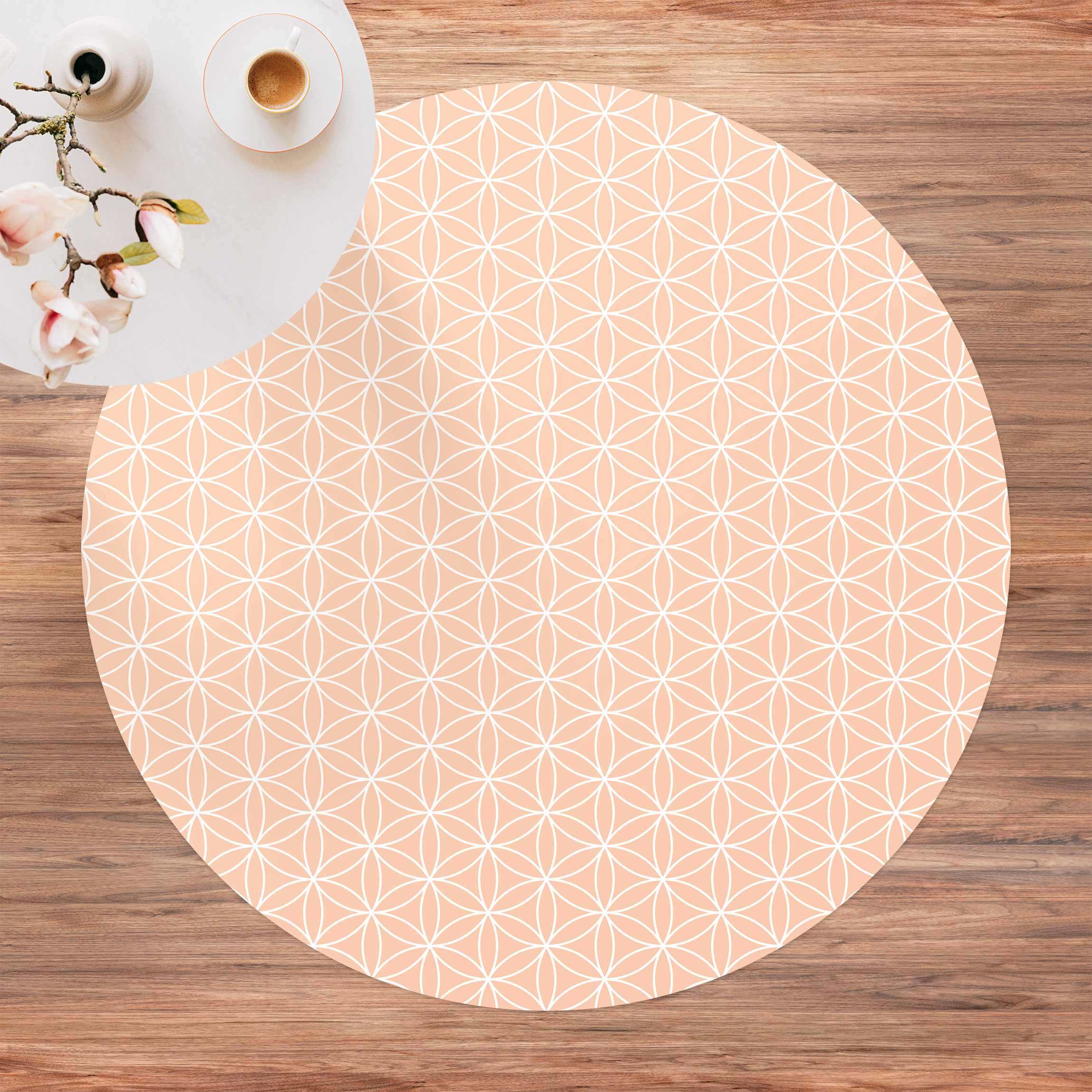 Runder Vinyl-Teppich Geometrisches Muster runde Blumenstempel