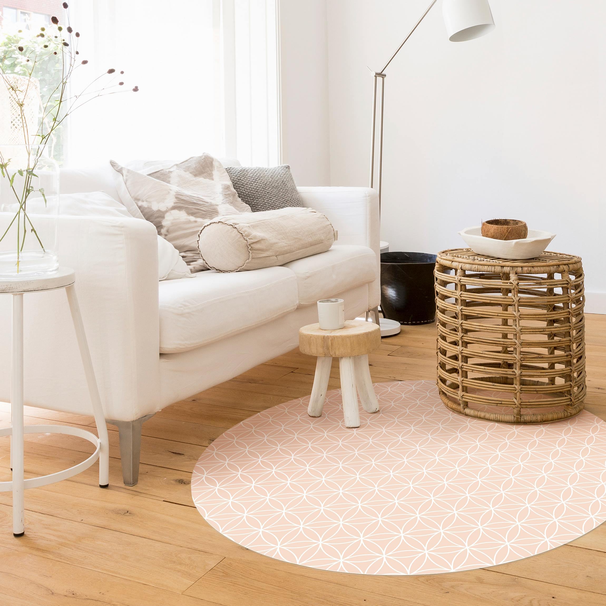 Runder Vinyl-Teppich Geometrisches Muster runde Blumenstempel