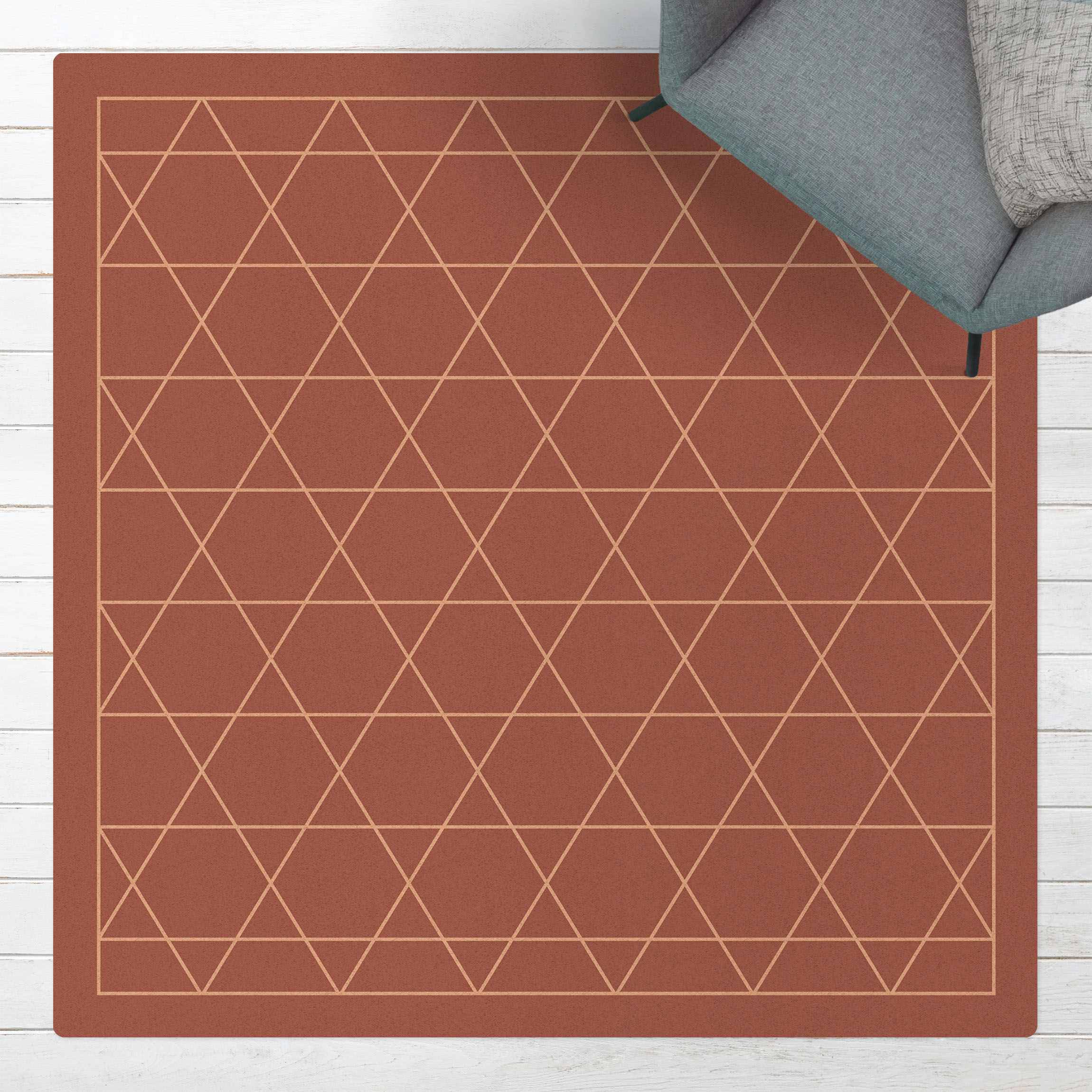 Kork-Teppich Geometrisches Muster sechseckige Sterne mit Rahmen