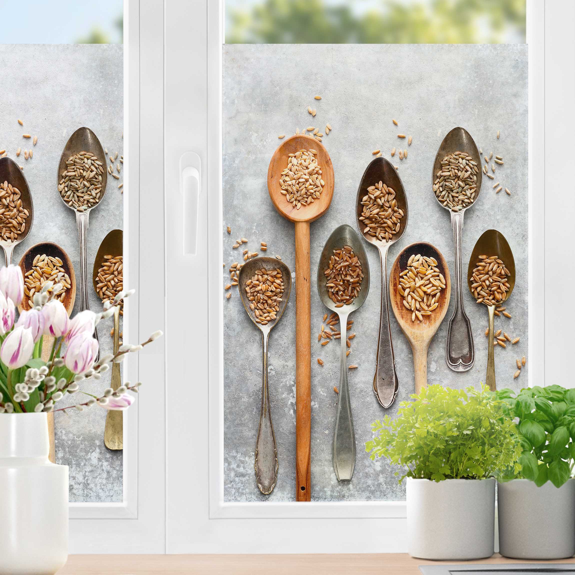 Fensterfolie Getreidekörner Löffel