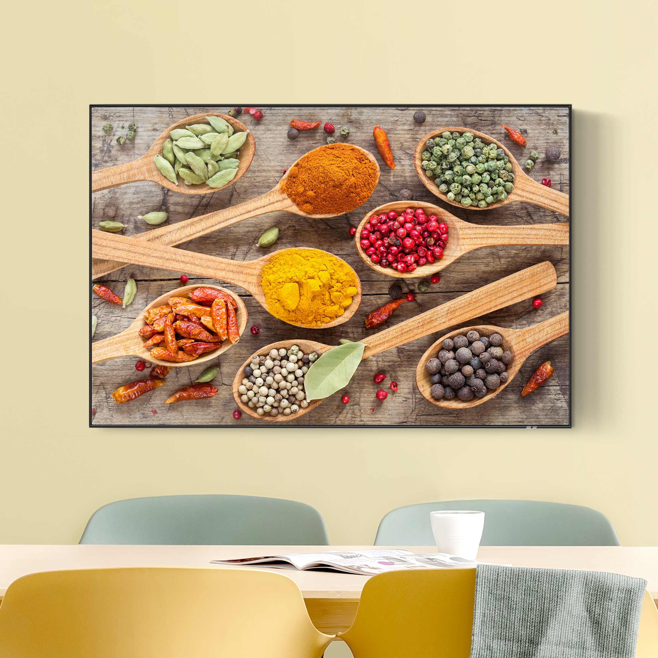 Akustik-Wechselbild Gewürze auf Holzlöffel