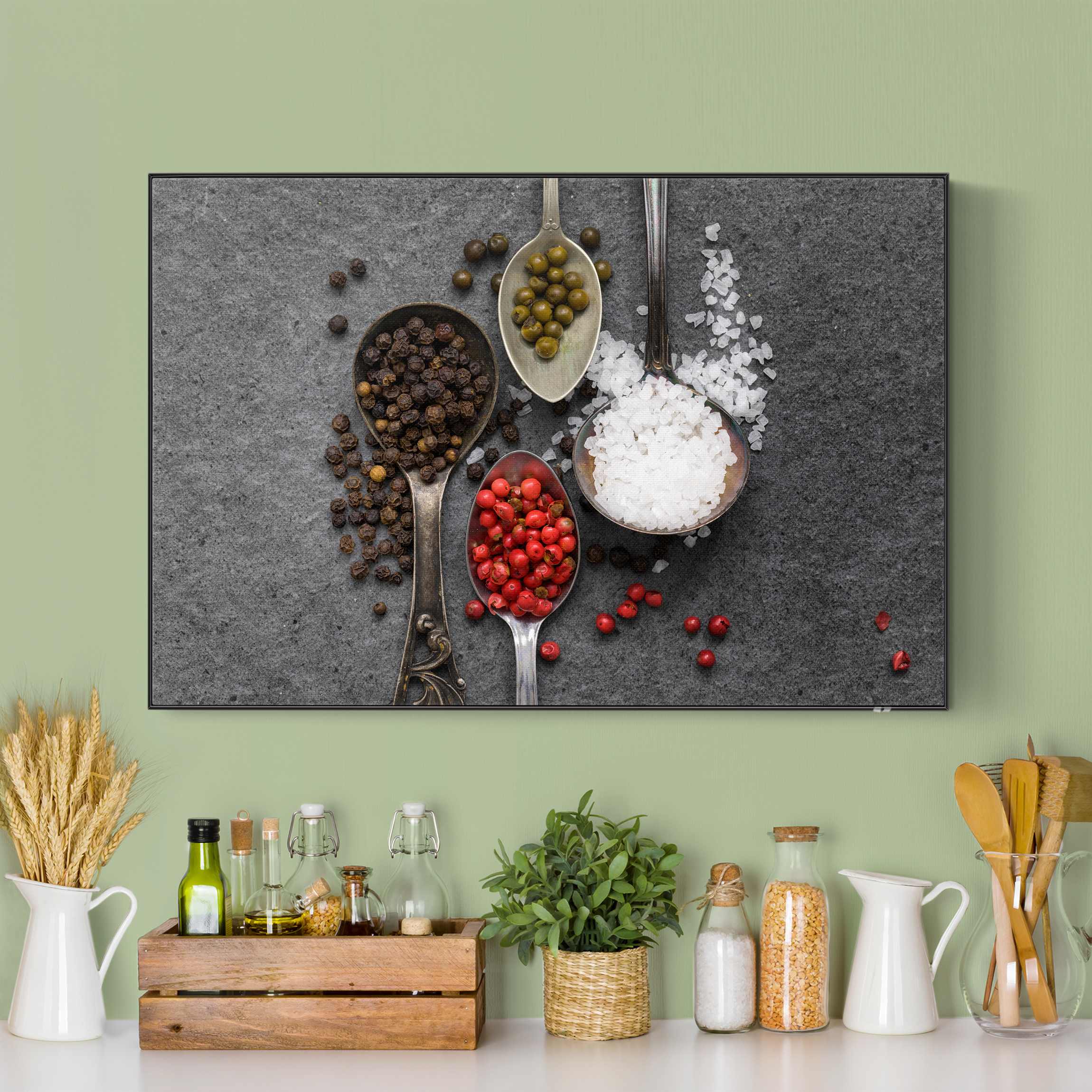 Akustik-Wechselbild Gewürze in Antiklöffeln