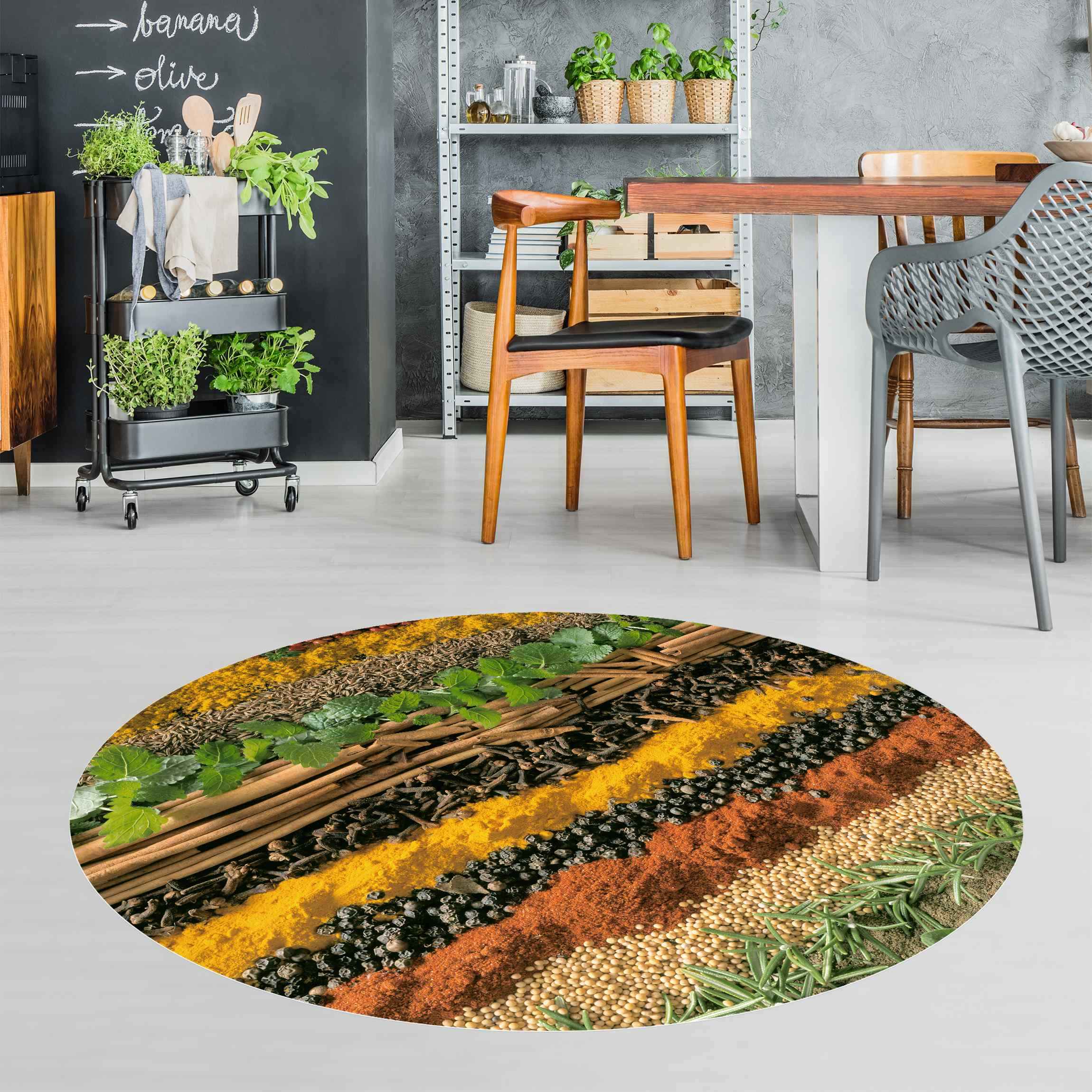 Runder Vinyl-Teppich Gewürzstreifen