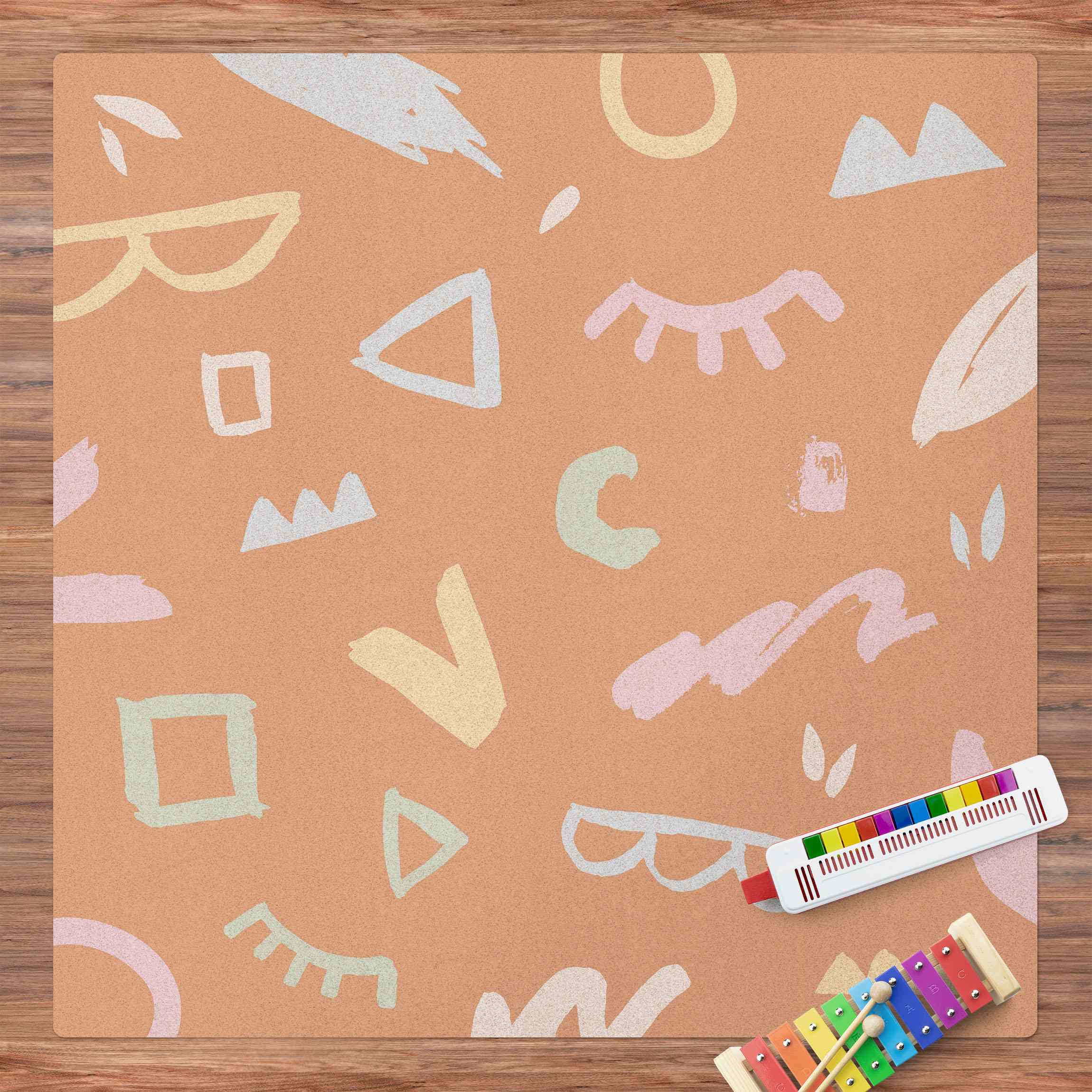 Kork-Teppich Gezeichnete Freiformen Luft