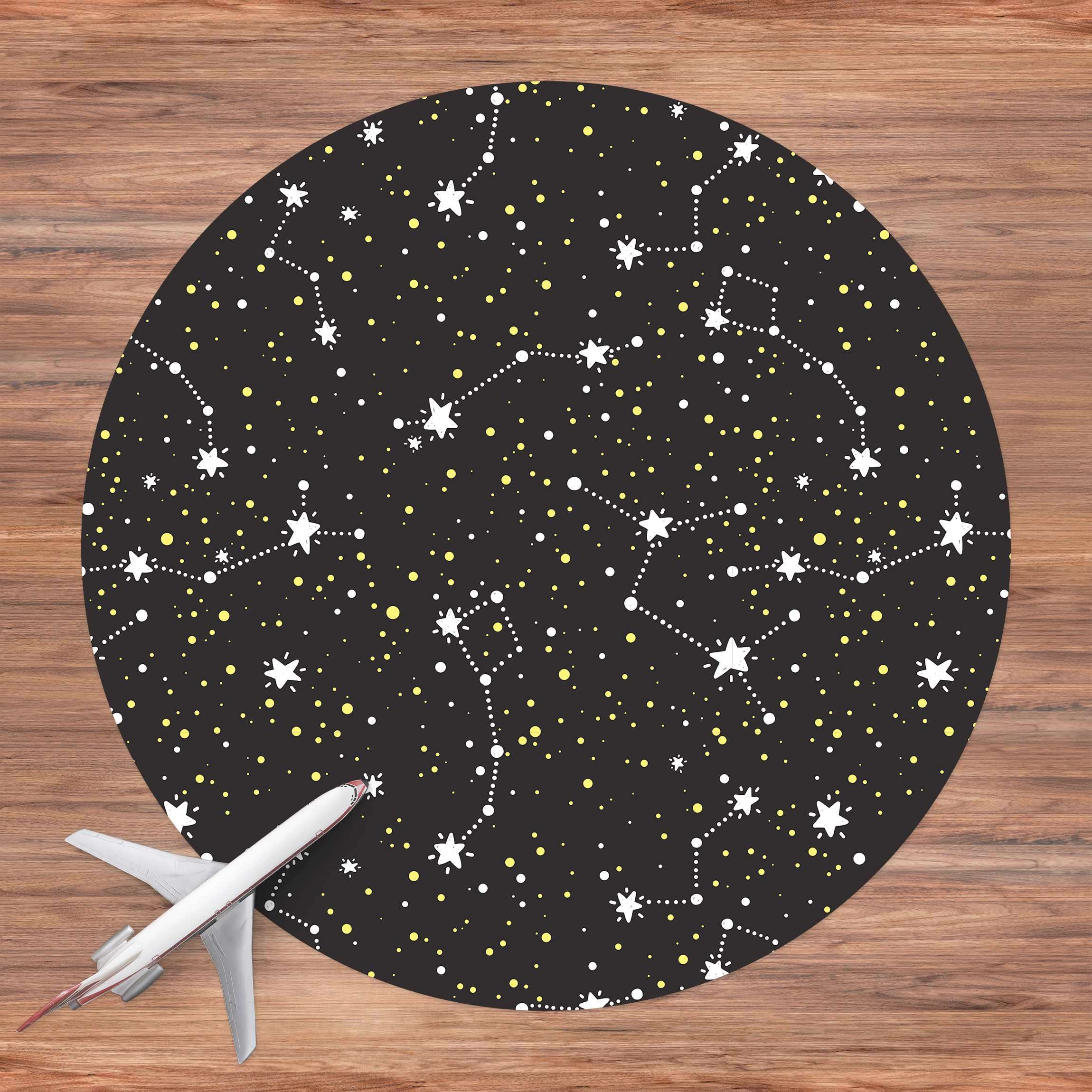 Runder Vinyl-Teppich Gezeichneter Sternenhimmel mit Großem Wagen