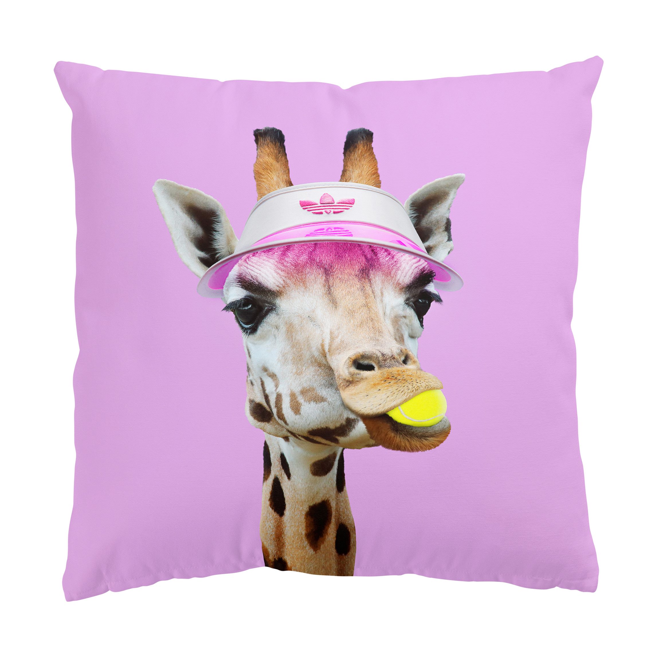 Dekokissen Giraffe beim Tennis