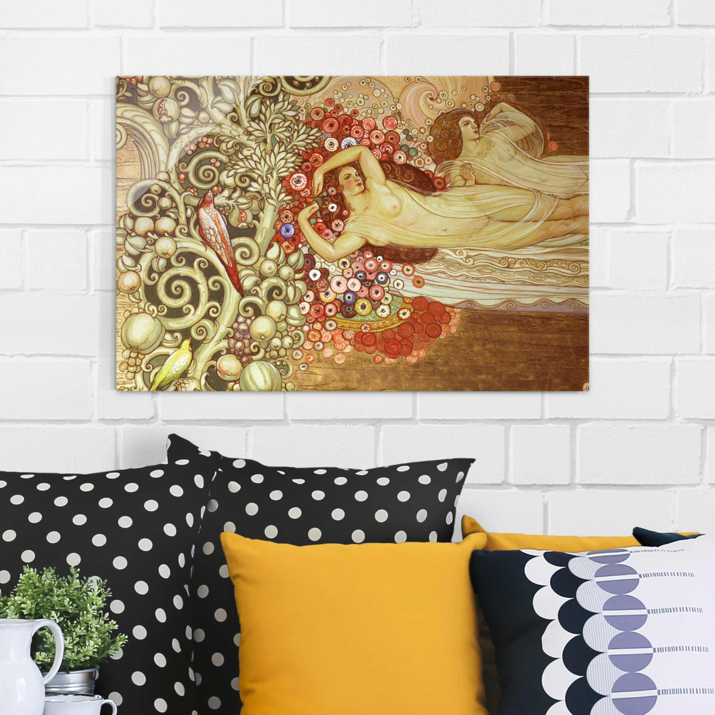 Glasbild - Querformat Galileo Chini - Dekoration der Terme Berzieri Detail 2