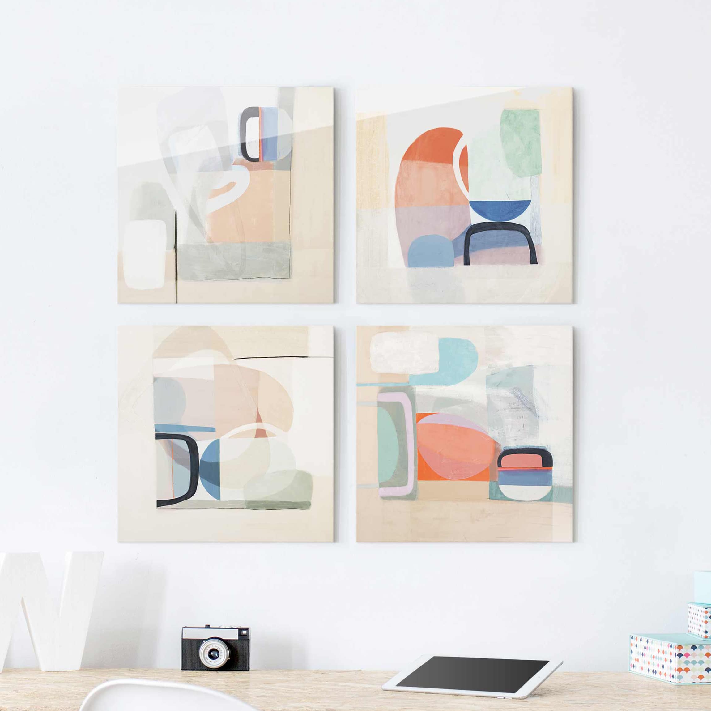 4-teiliges Glasbild - Quadrat Multiform Set II