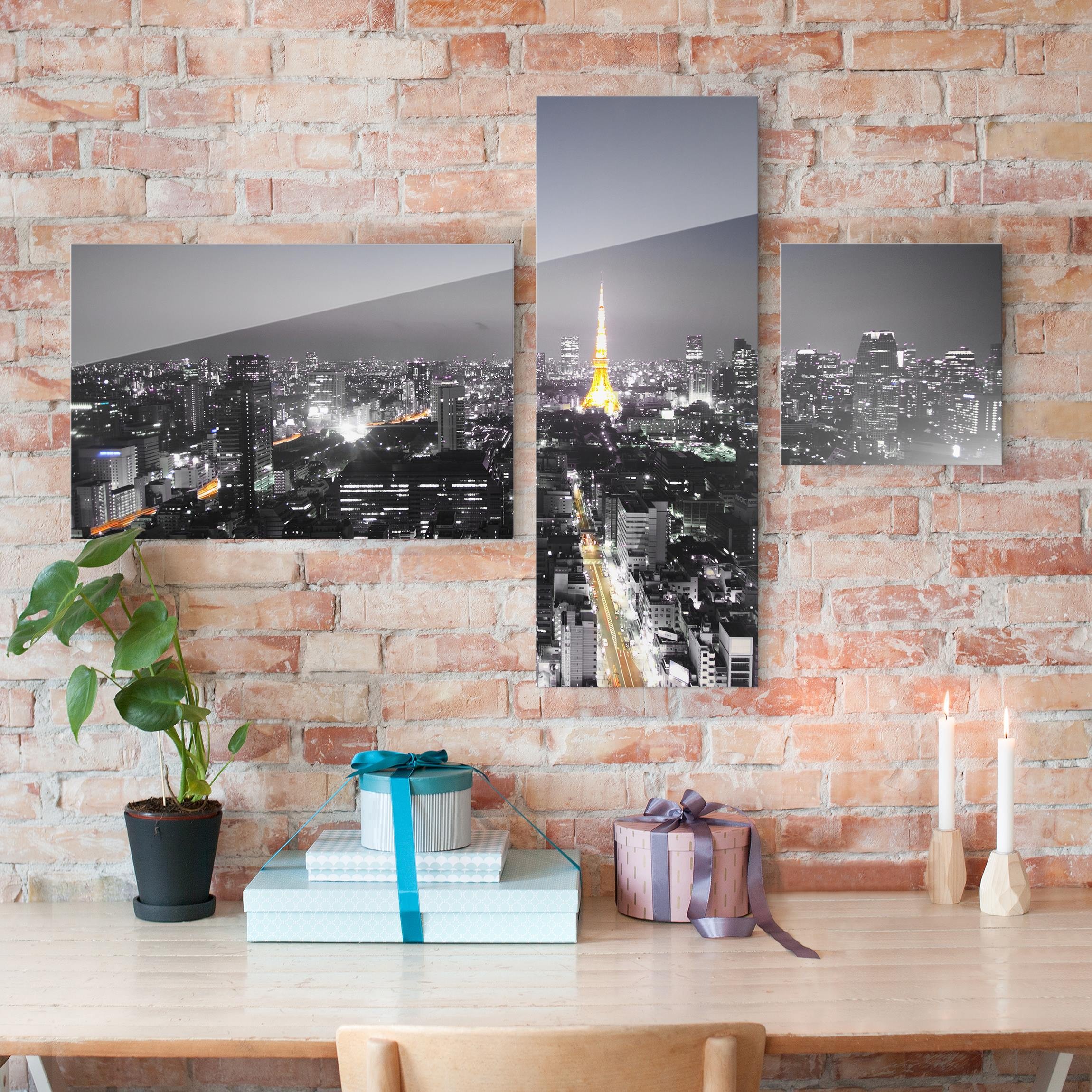 3-teiliges Glasbild Tokio Collage