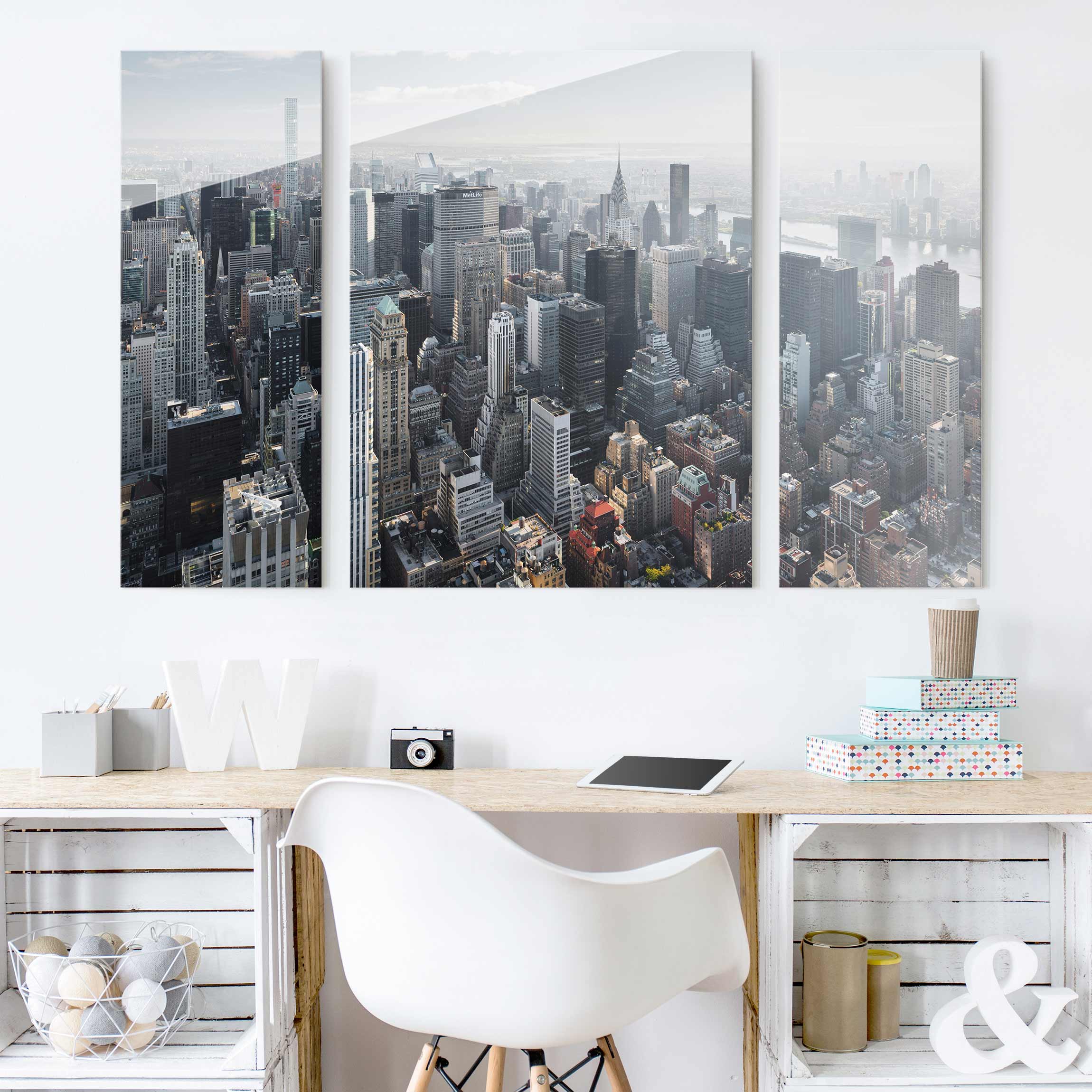 3-teiliges Glasbild - Querformat Upper Manhattan New York City