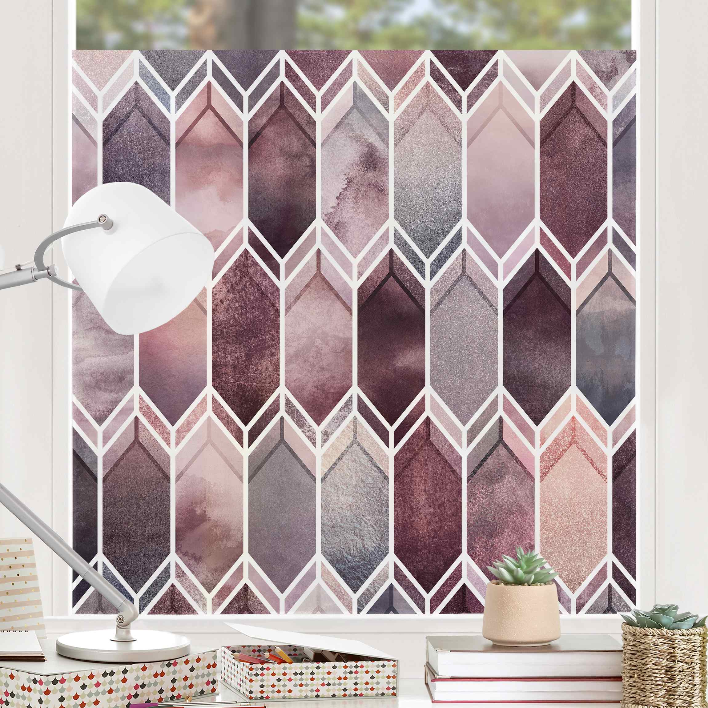 Fensterfolie Glasmalerei Geometrie Rosé