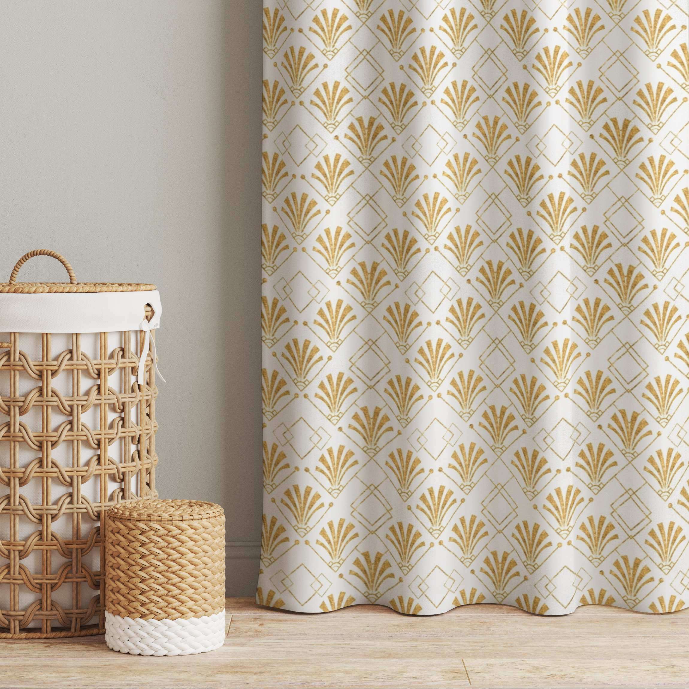 Vorhang Glitzeroptik mit Art Deco Muster in Gold