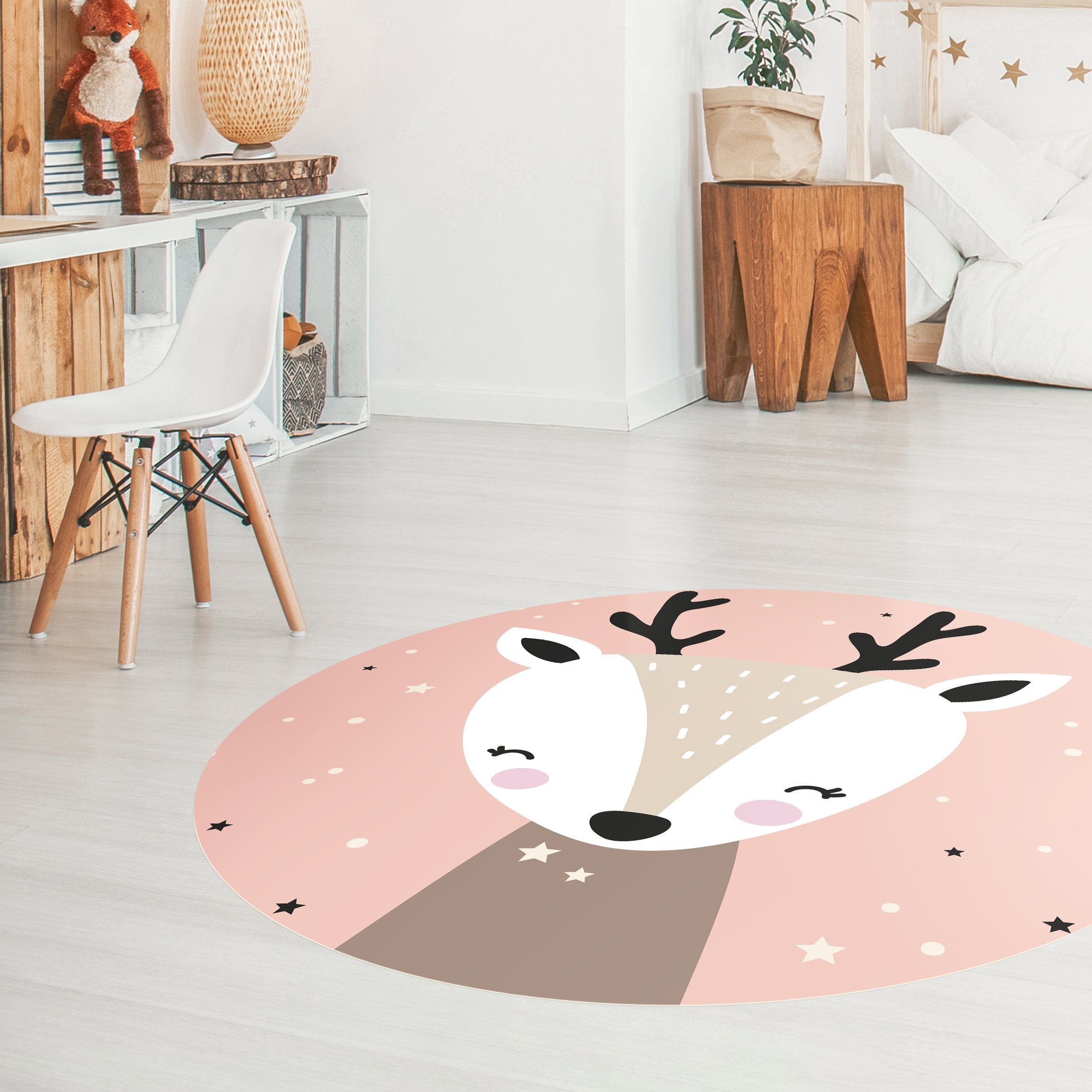 Runder Vinyl-Teppich Glückliches Reh