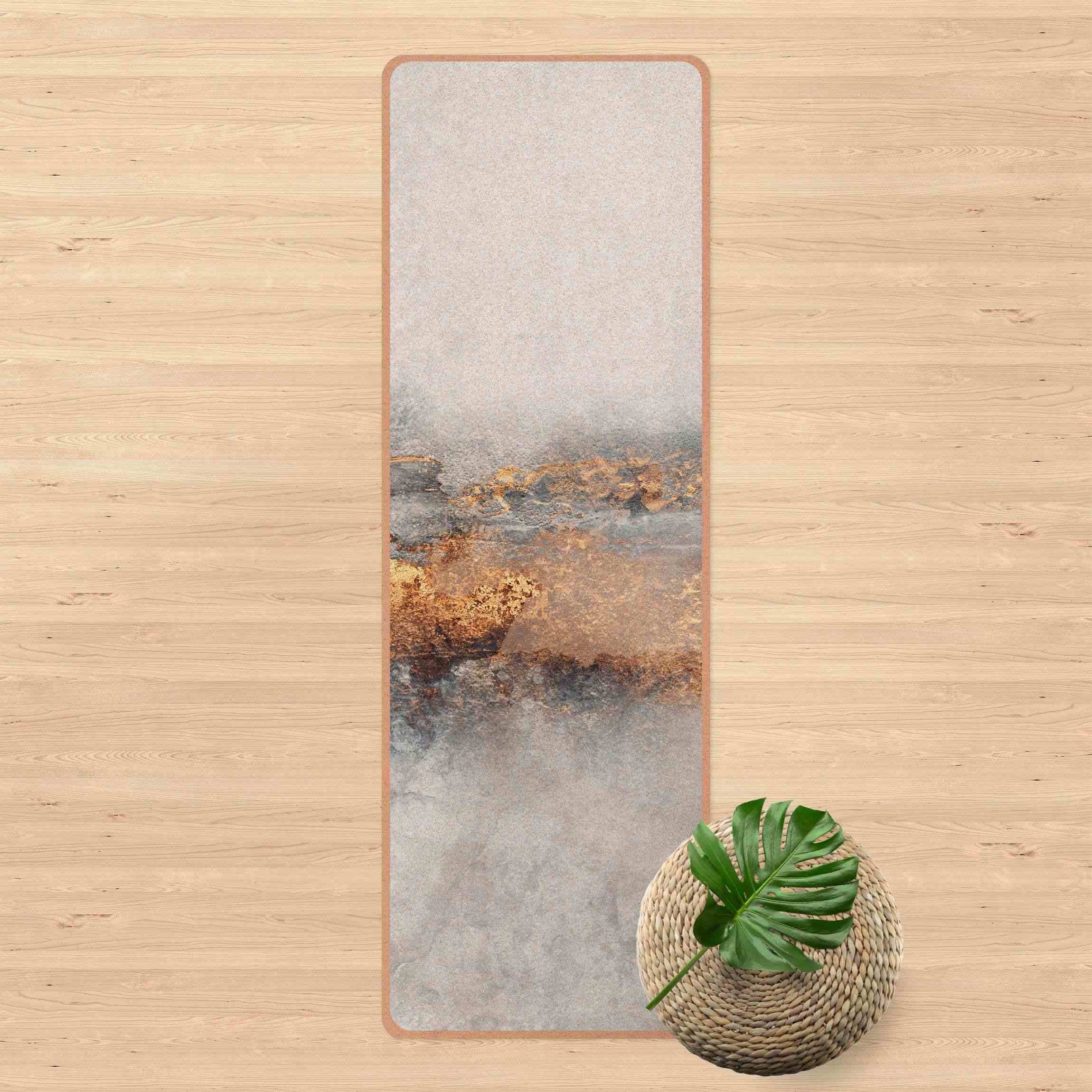 Yogamatte Kork Gold-Grauer Nebel