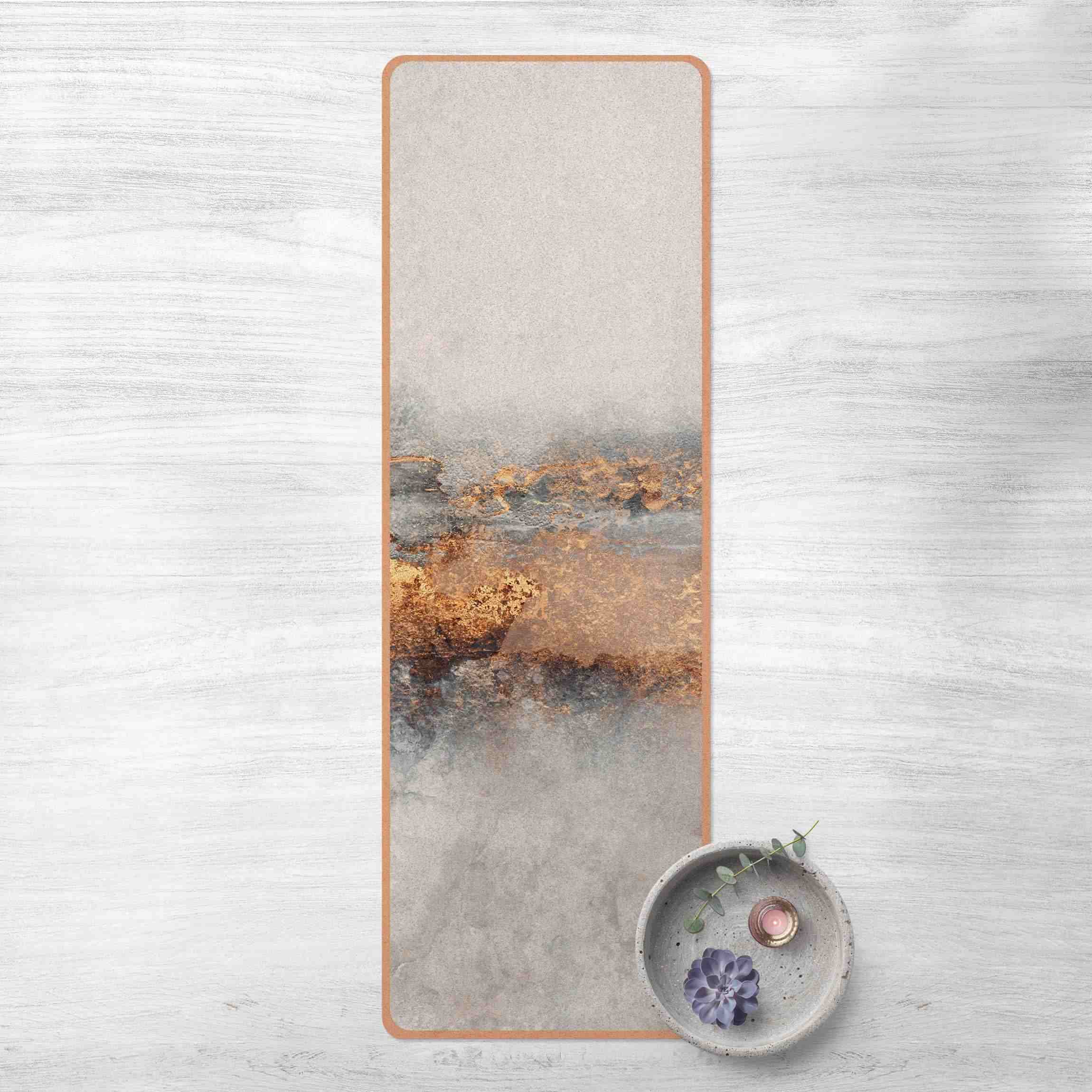 Yogamatte Kork Gold-Grauer Nebel