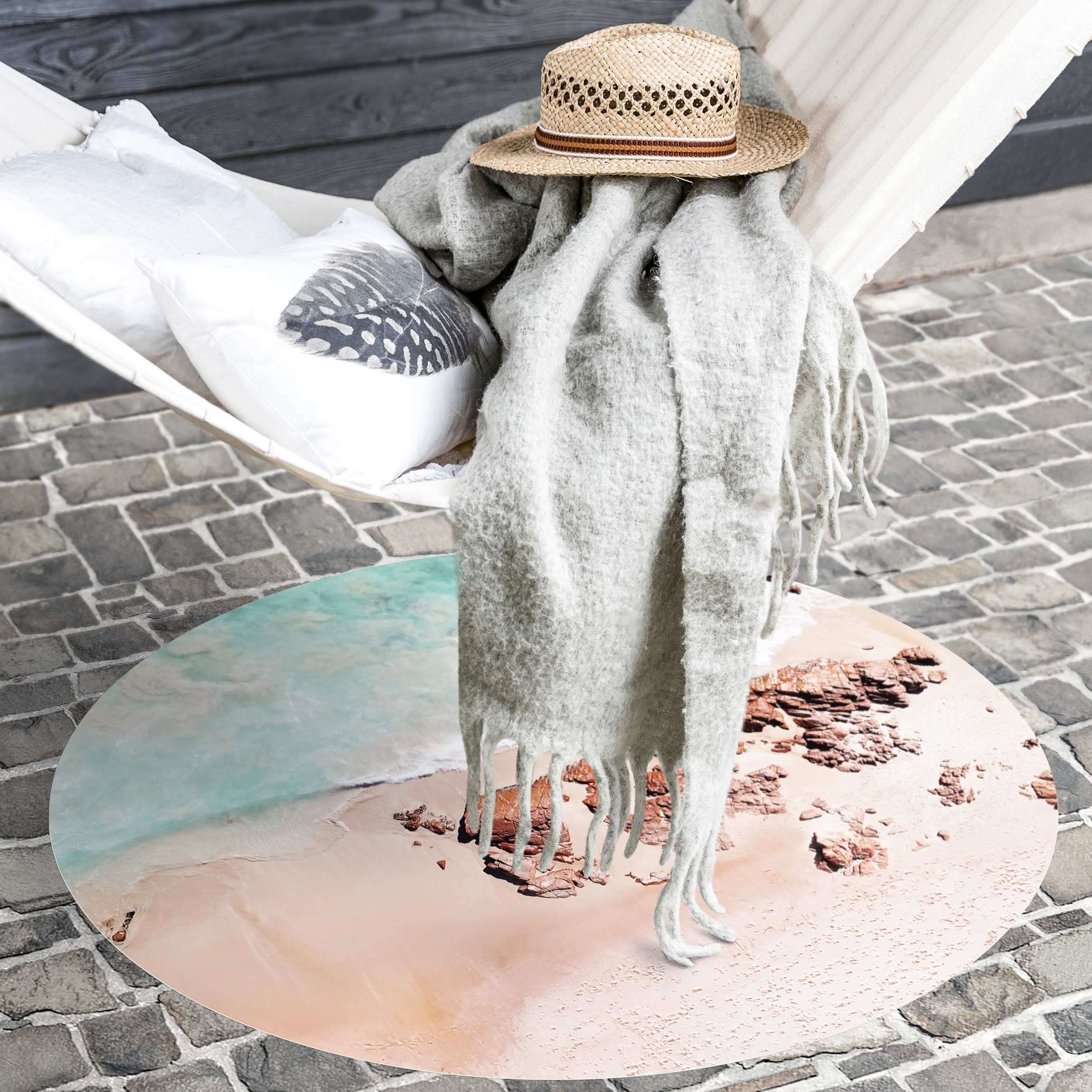 Runder Vinyl-Teppich Golden Rose Beach