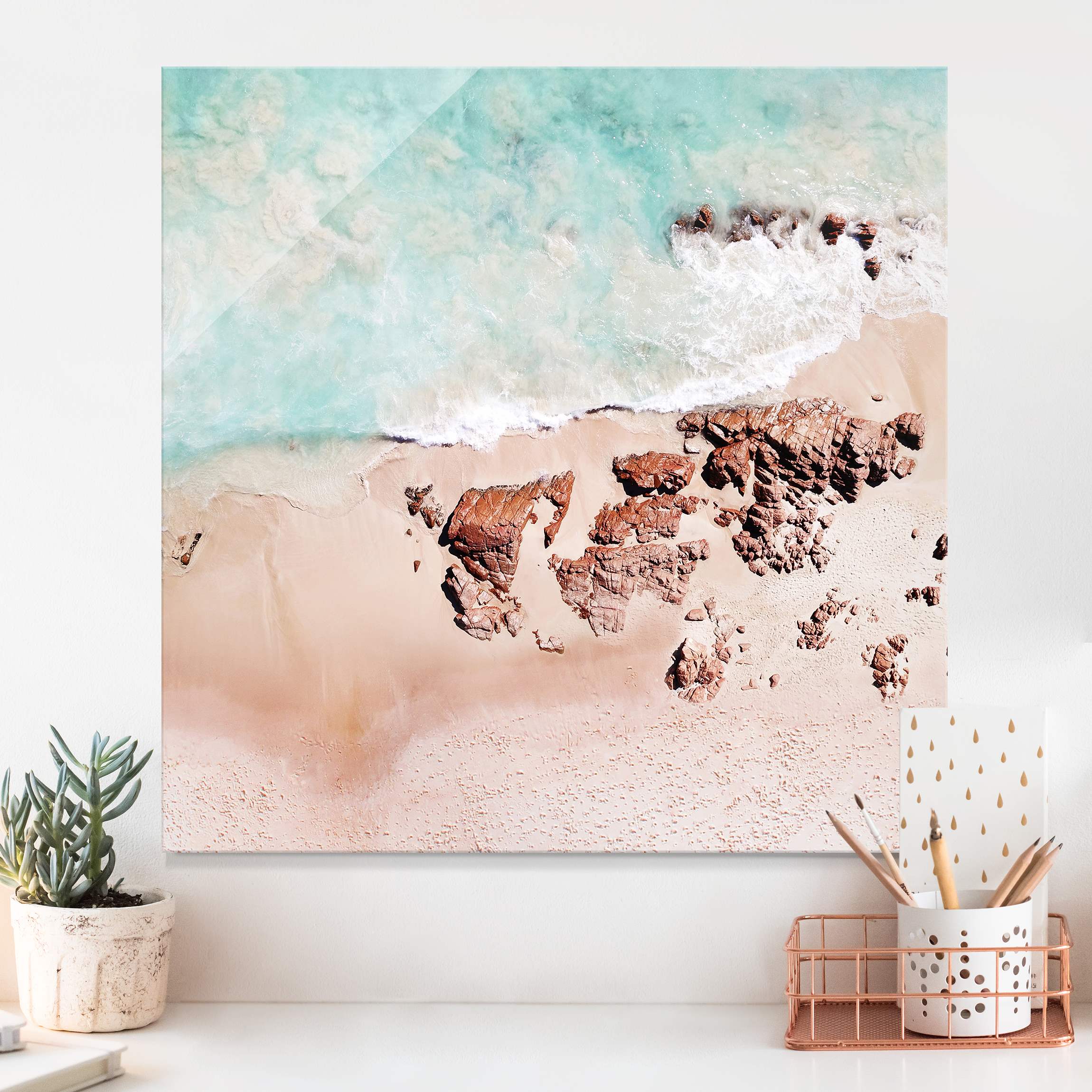 Glasbild Golden Rose Beach