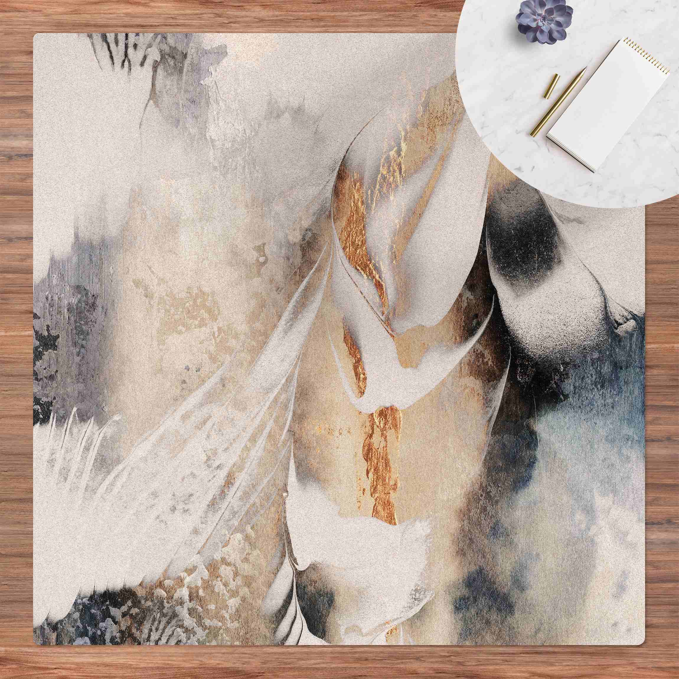 Kork-Teppich Goldene abstrakte Wintermalerei