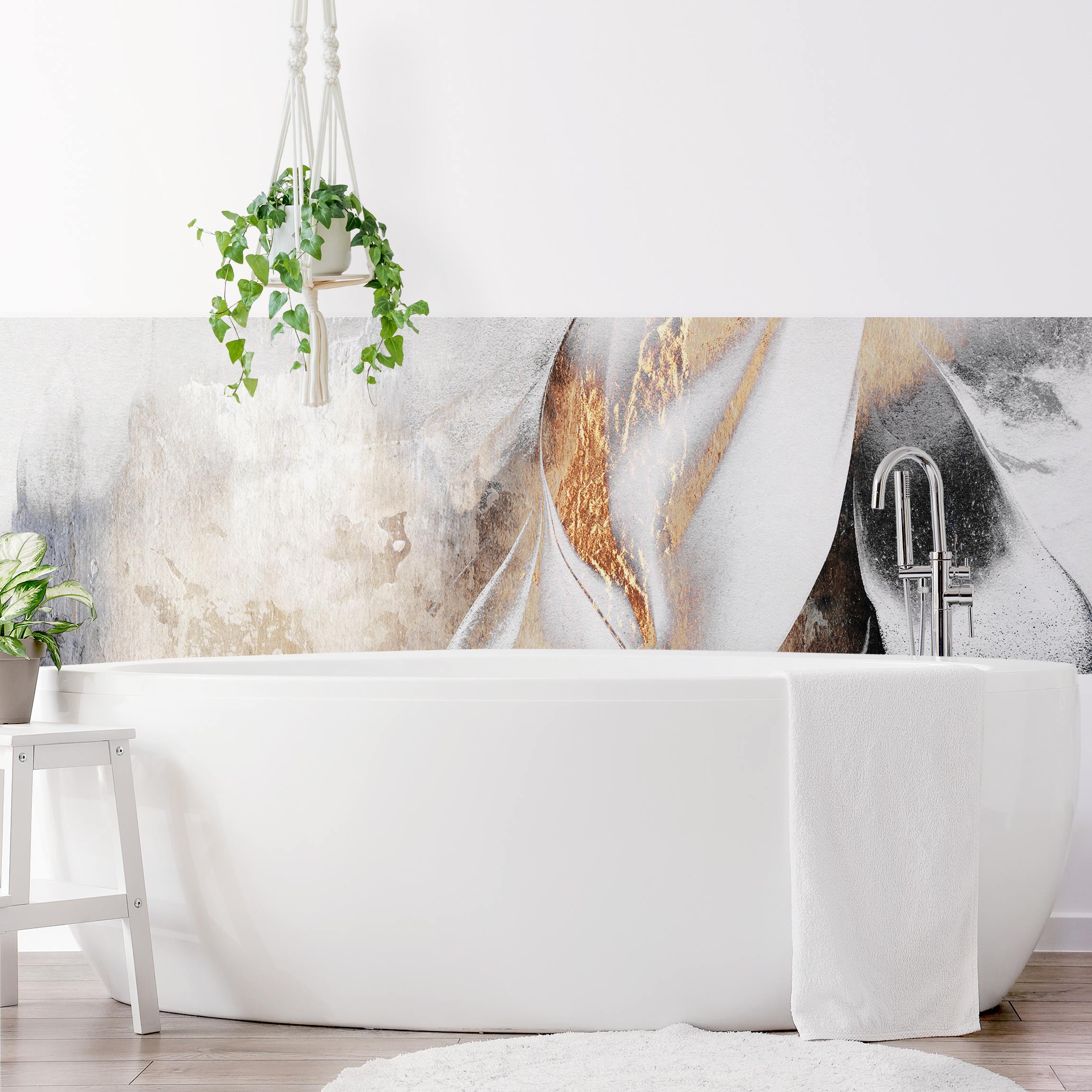 Wandverkleidung Bad Goldene abstrakte Wintermalerei