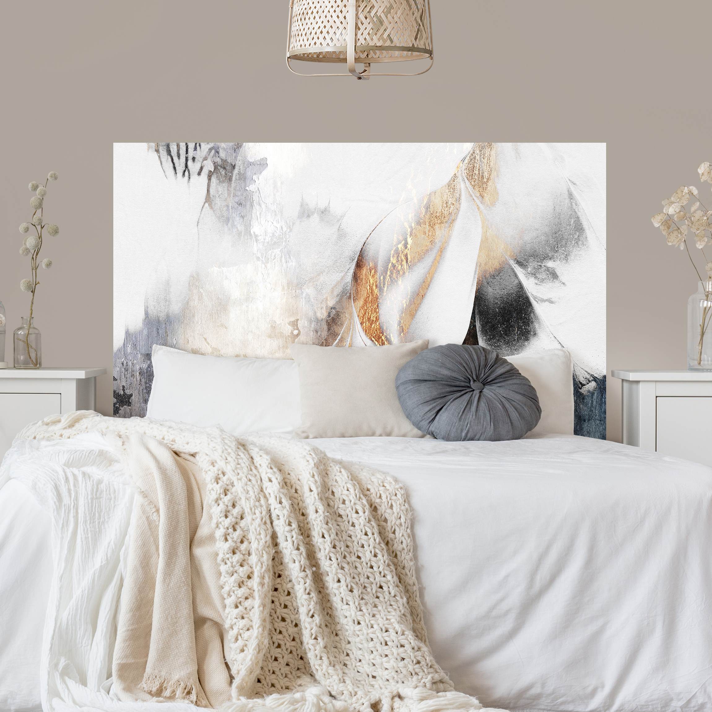 Kopfteil Bett Goldene abstrakte Wintermalerei