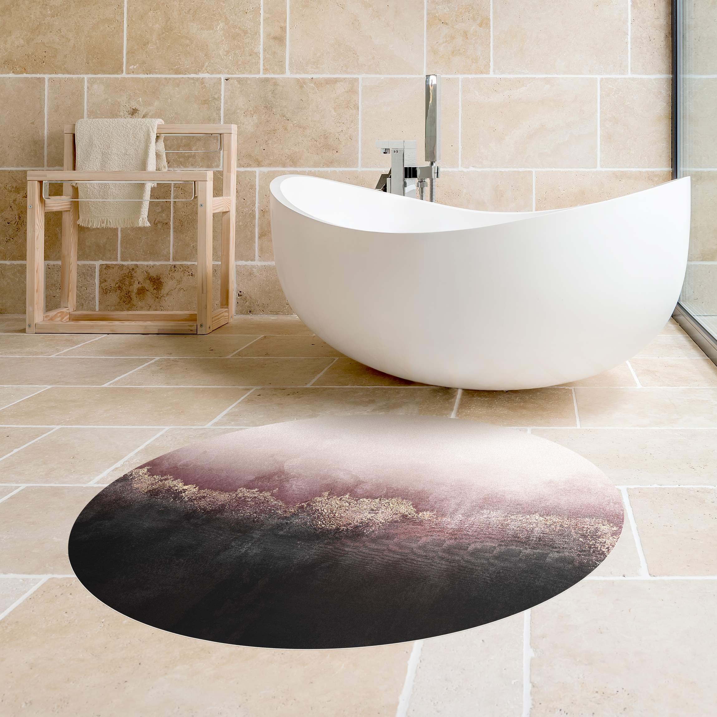 Runder Vinyl-Teppich Goldene Dämmerung Rosa