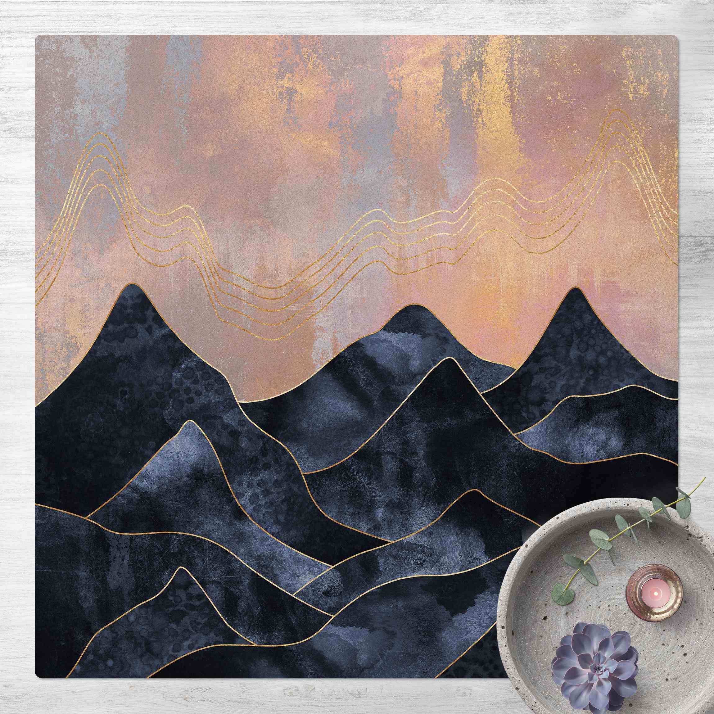 Kork-Teppich Goldene Dämmerung über Gebirge