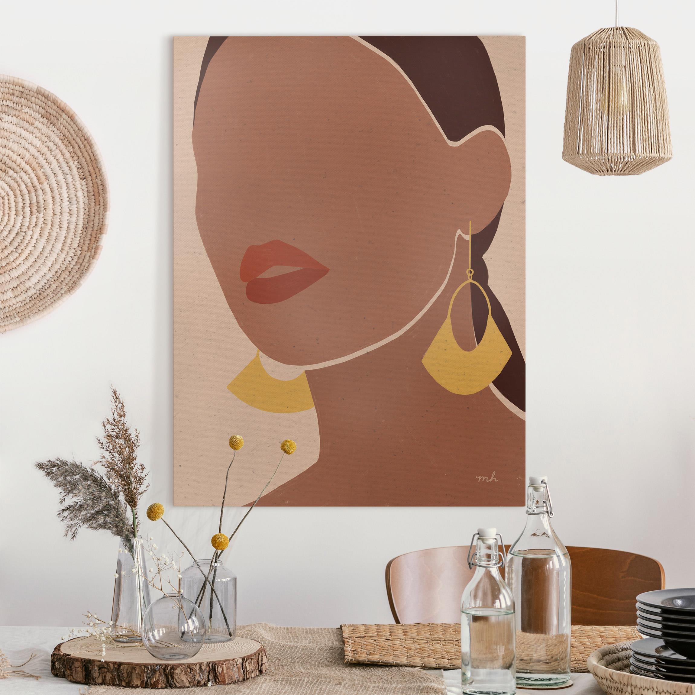 Leinwandbild Goldene Fächer-Ohrringe