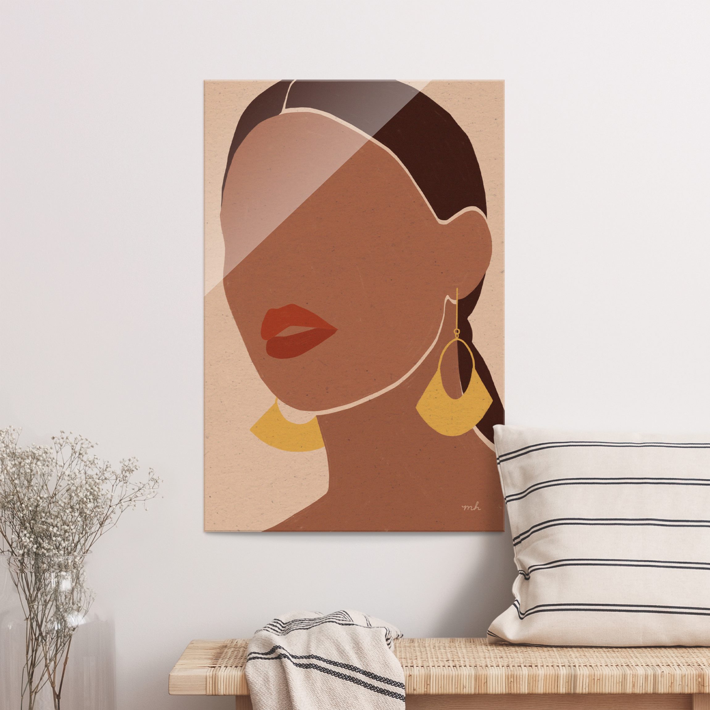 Glasbild Goldene Fächer-Ohrringe