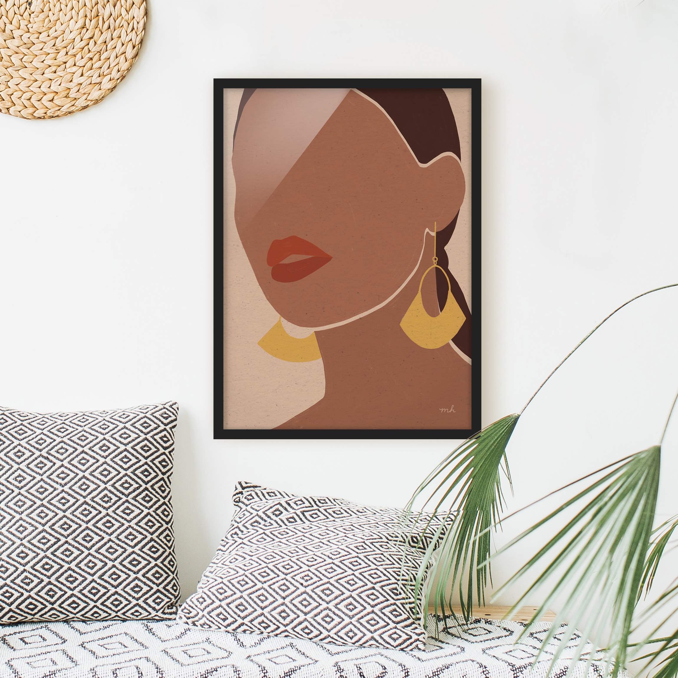 Bild mit Rahmen Goldene Fächer-Ohrringe