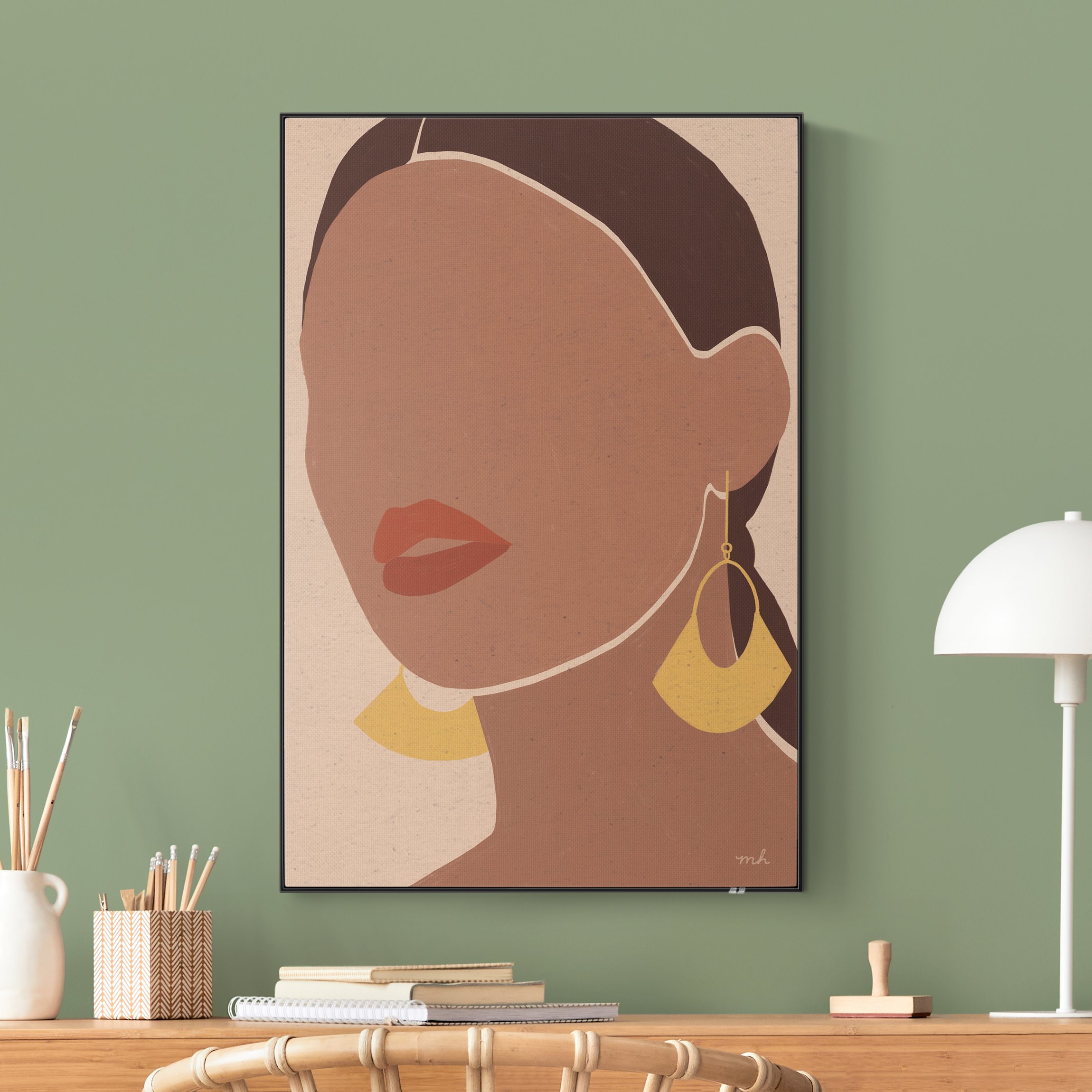 Akustik-Wechselbild Goldene Fächer-Ohrringe