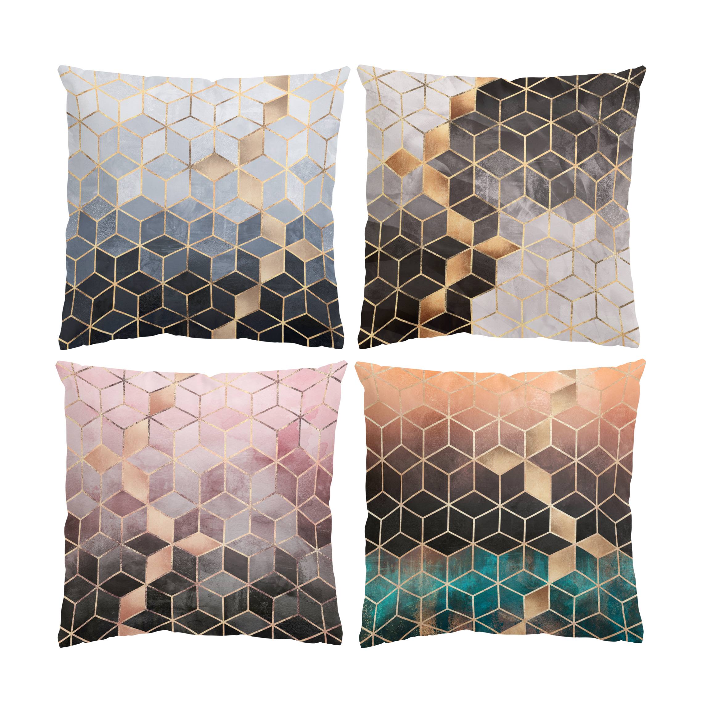 Dekokissen 4er Set Goldene Geometrie Farben Set