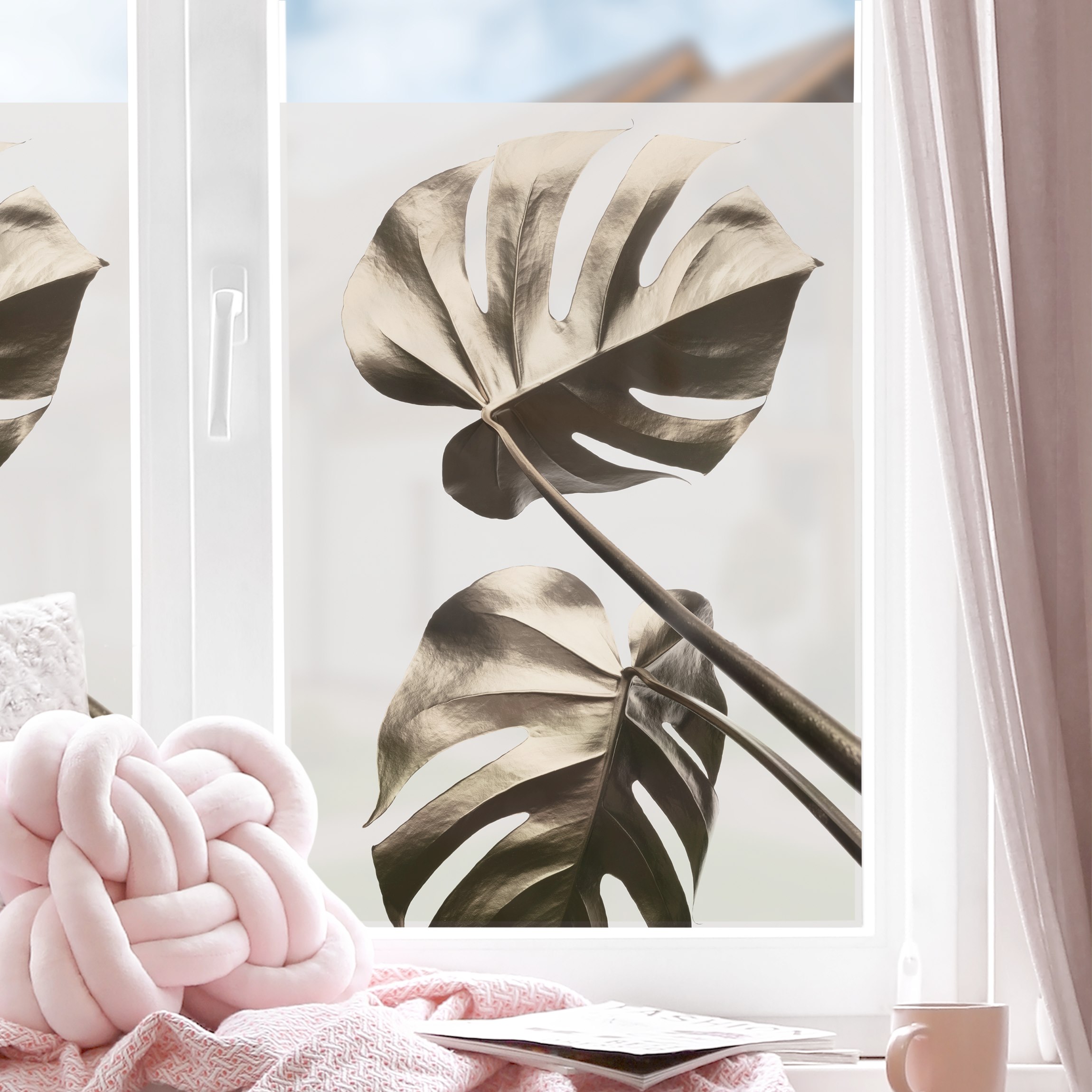 Fensterfolie Goldene Monsterablätter