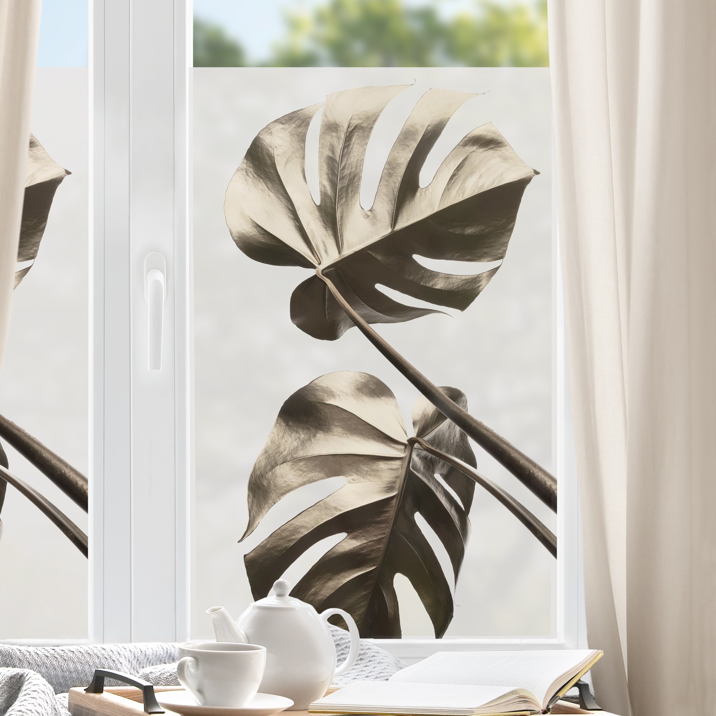 Fensterfolie Goldene Monsterablätter
