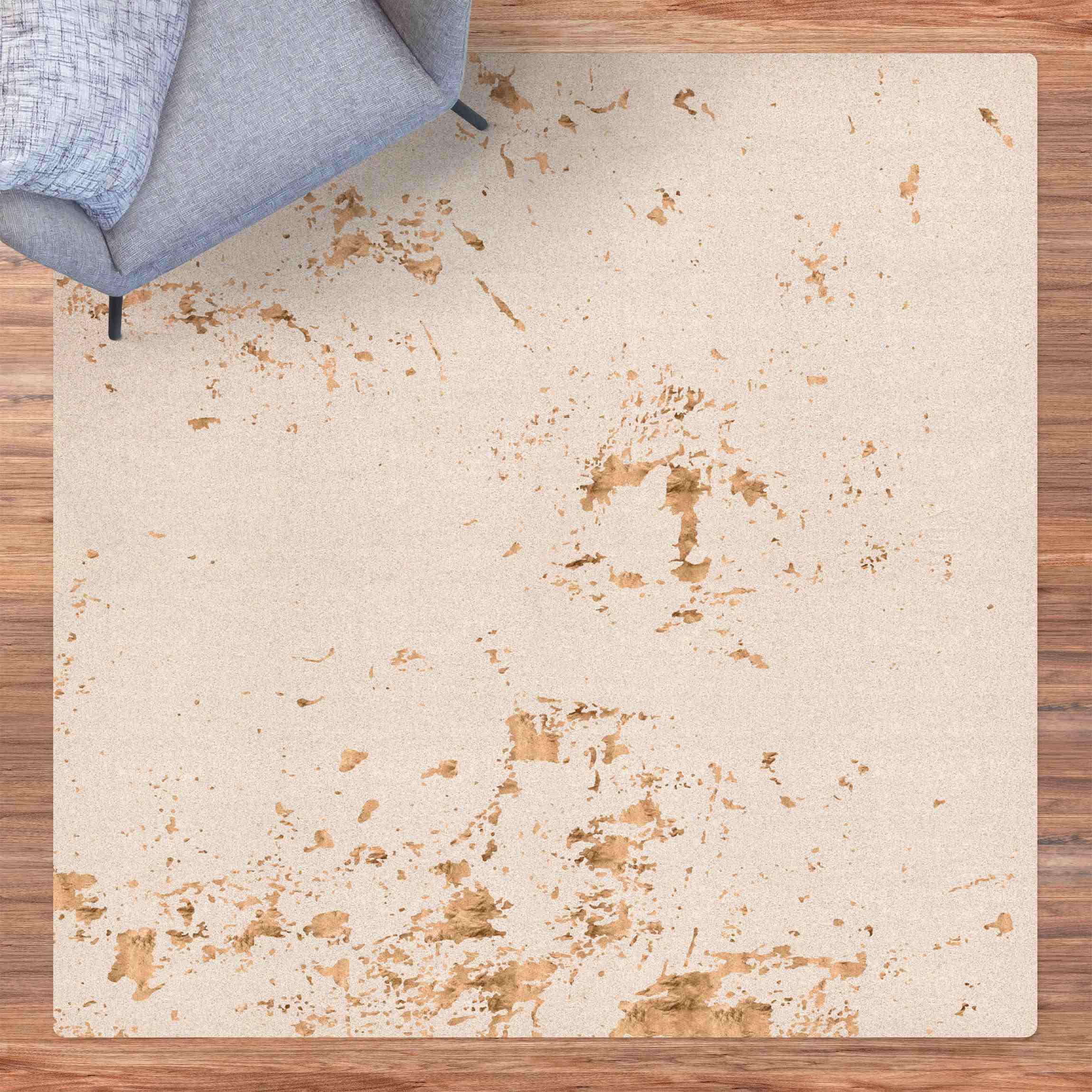 Kork-Teppich Goldene Patina auf Hellbeige