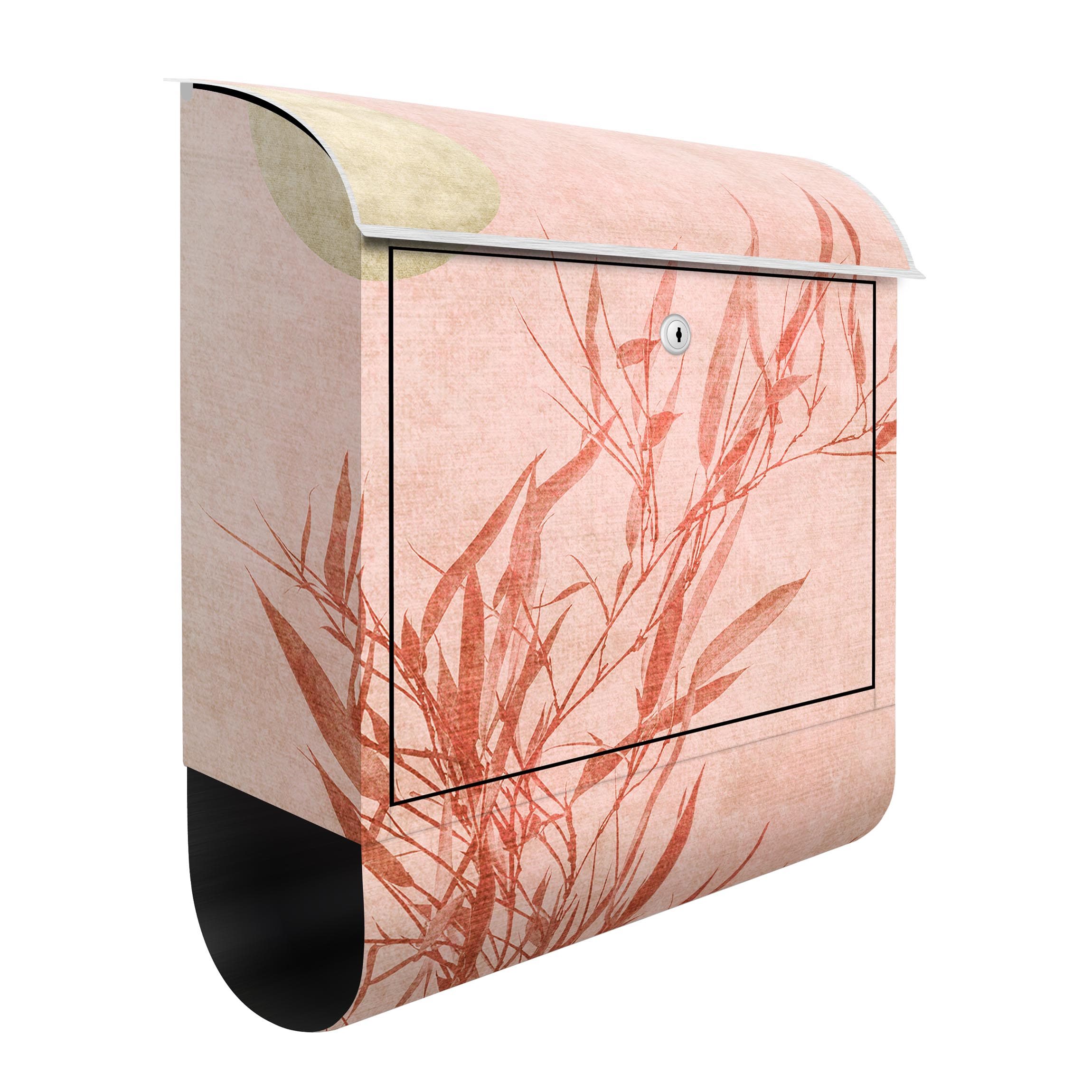 Briefkasten Goldene Sonne mit Rosa Bambus