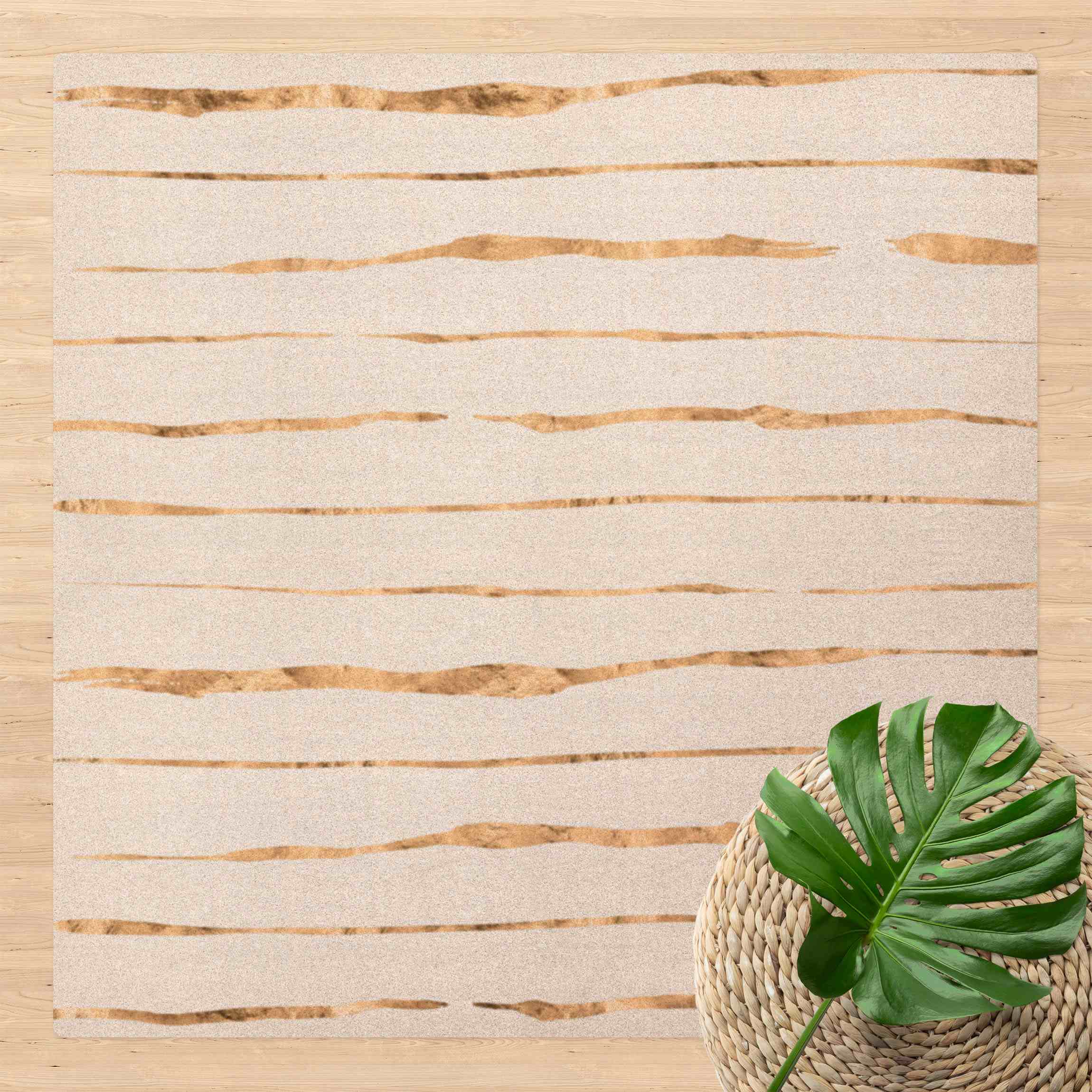 Kork-Teppich Goldene Wellen auf Hellbeige