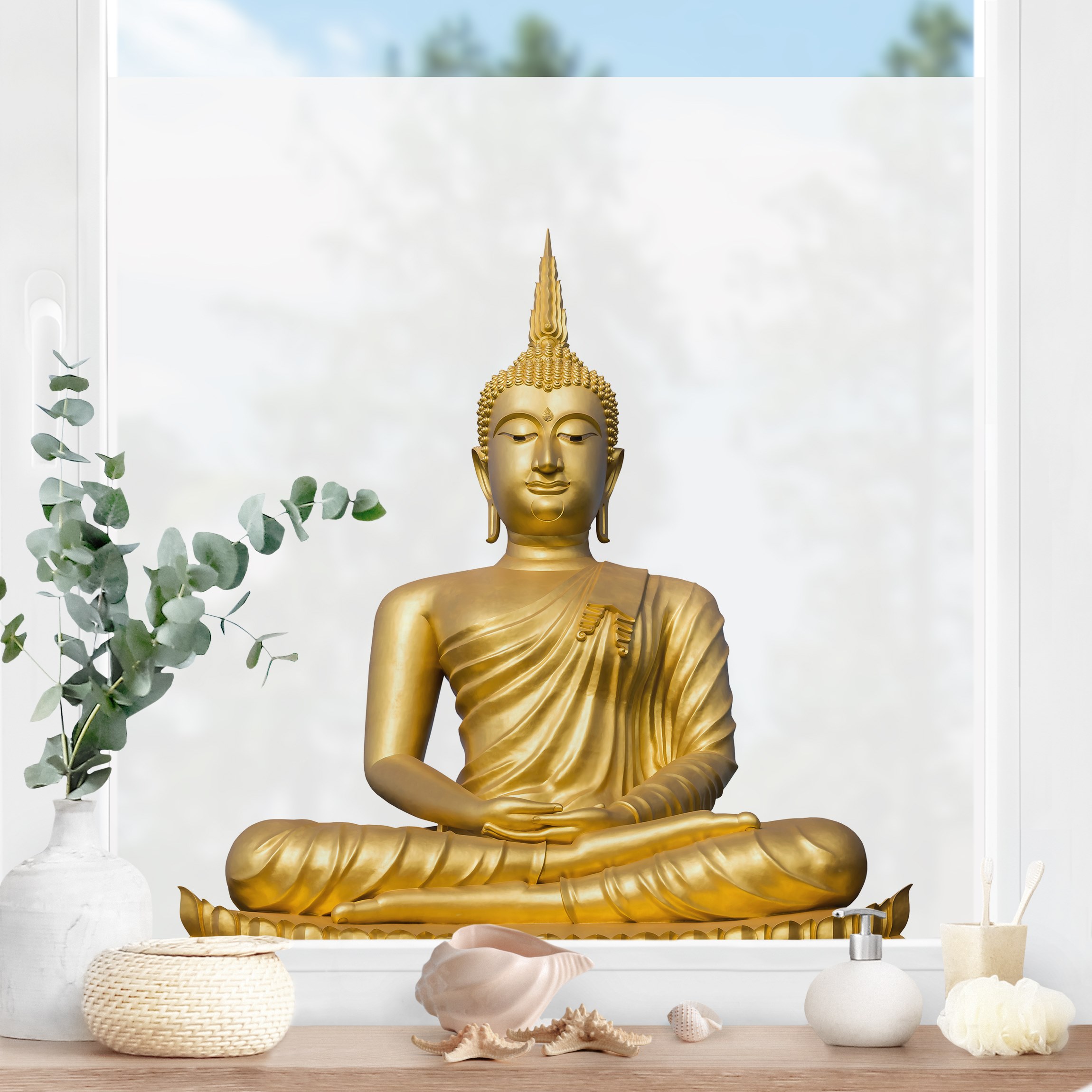Fensterfolie Goldener Buddha