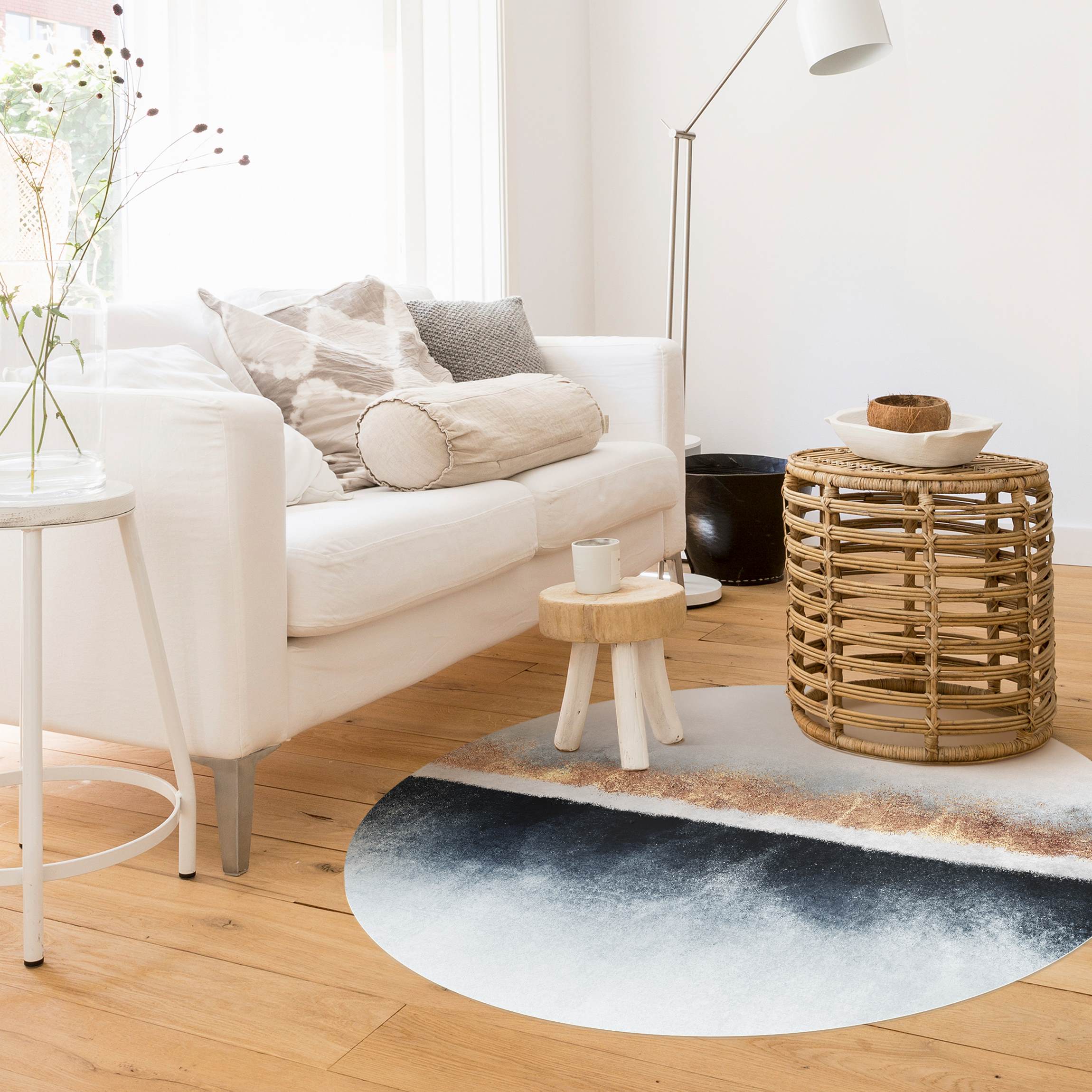 Runder Vinyl-Teppich Goldener Horizont Aquarell