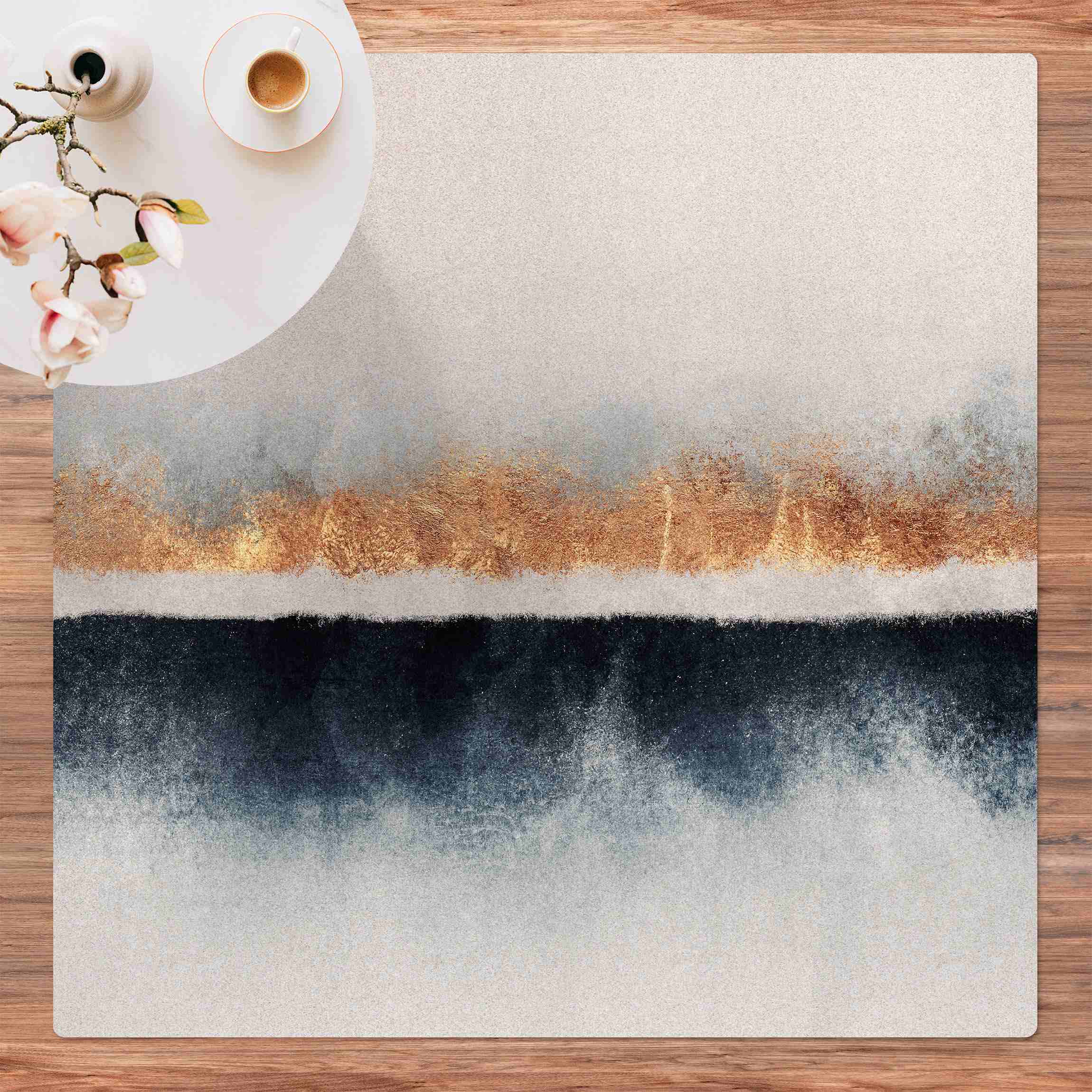 Kork-Teppich Goldener Horizont Aquarell