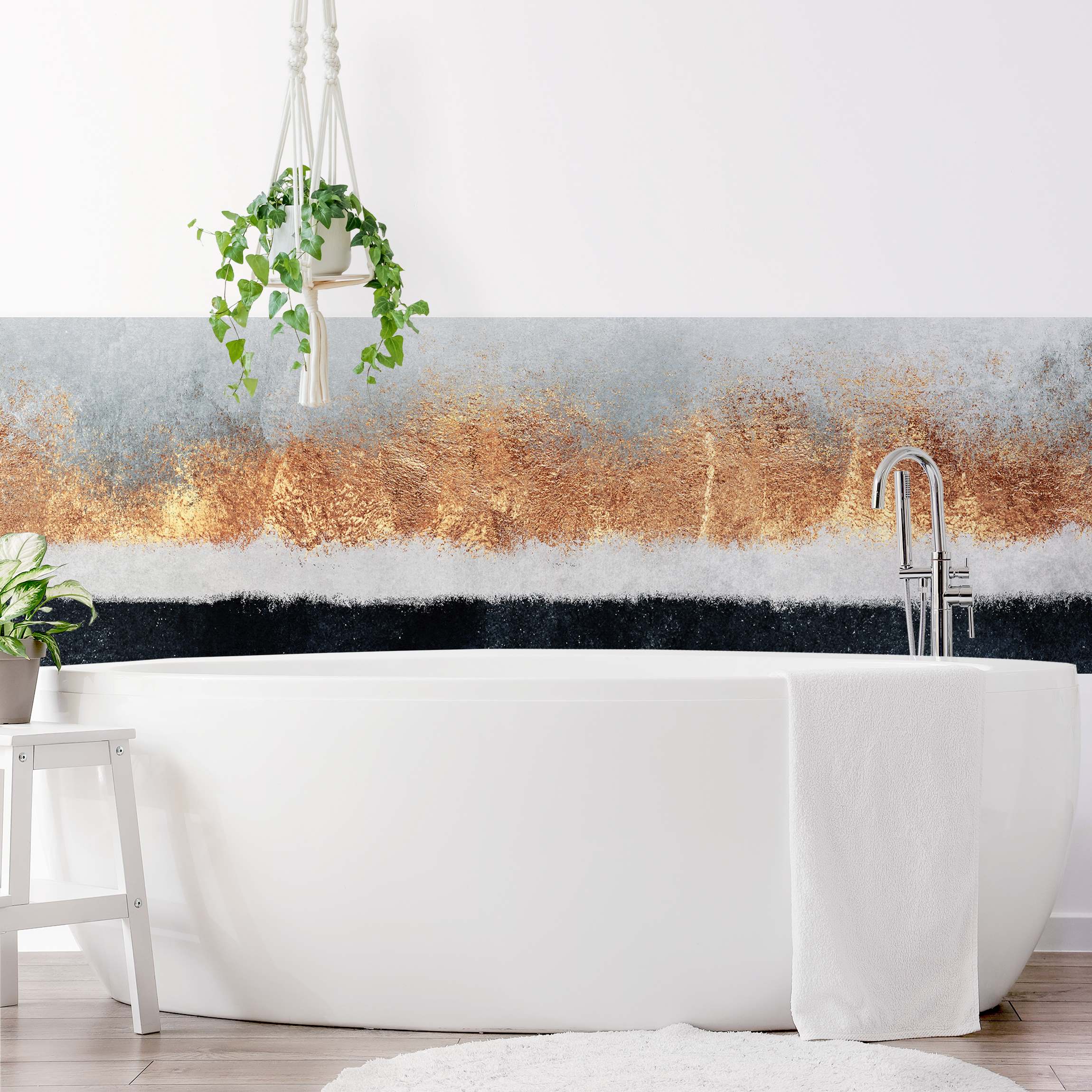 Wandverkleidung Bad Goldener Horizont Aquarell