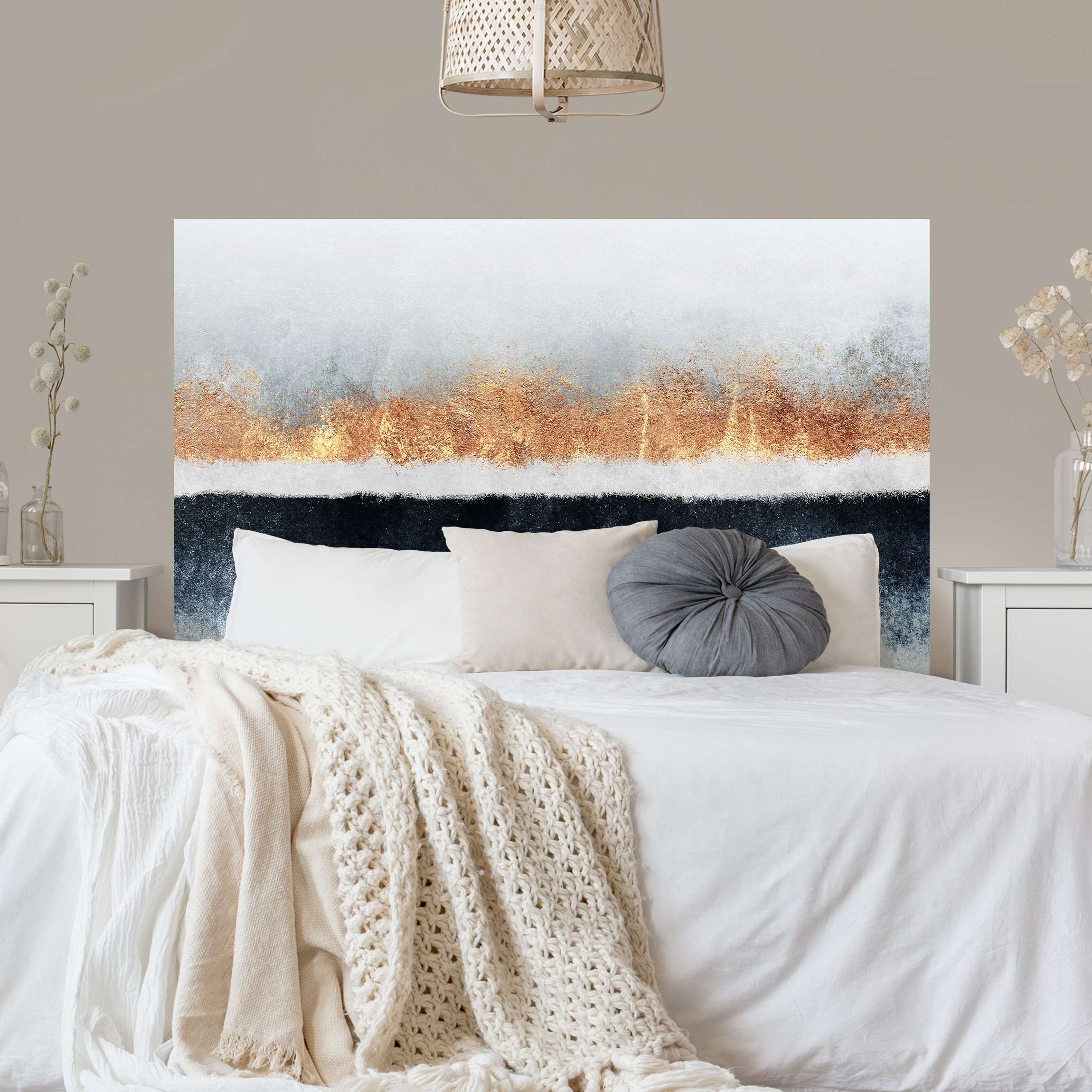 Kopfteil Bett Goldener Horizont Aquarell