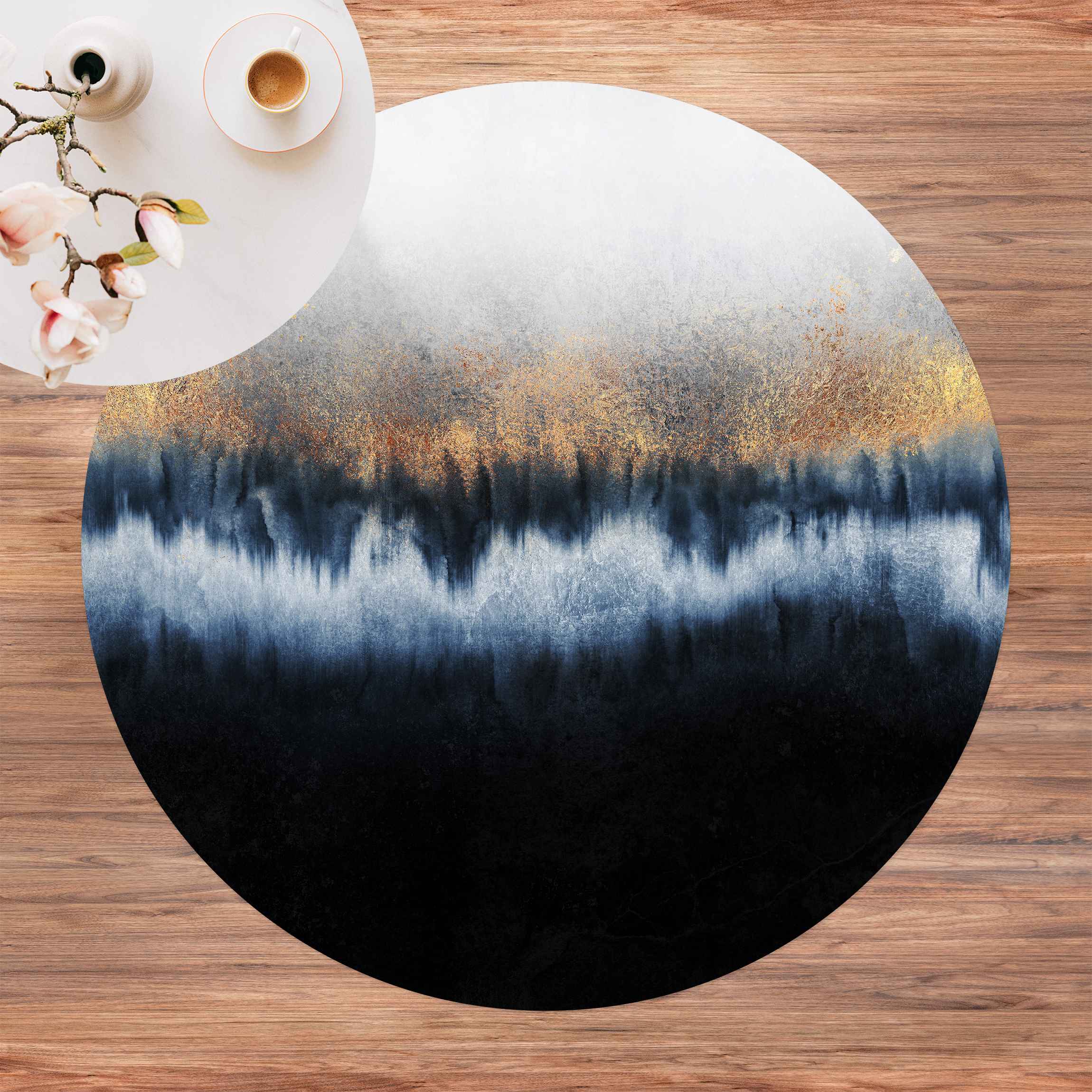 Runder Vinyl-Teppich Goldener Horizont