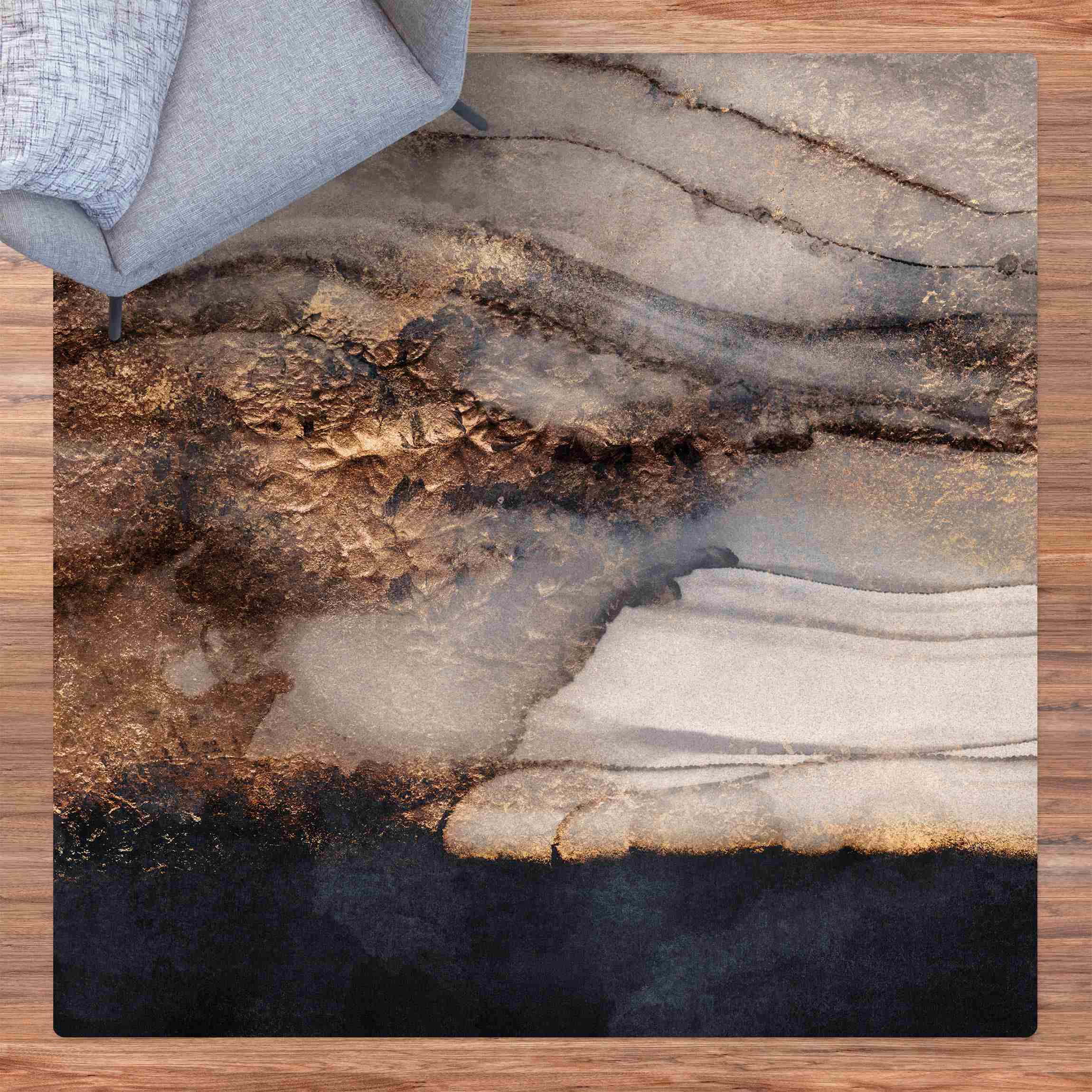 Kork-Teppich Goldener Marmor gemalt