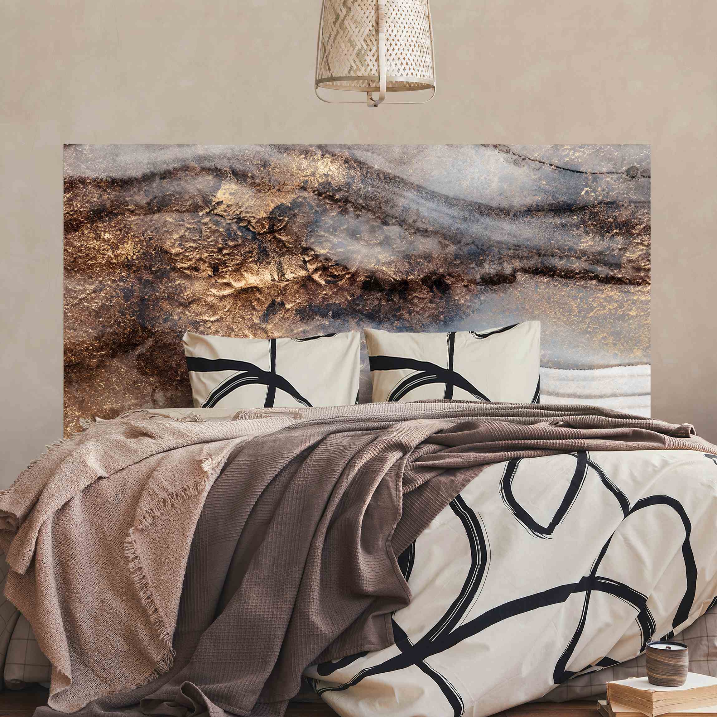 Kopfteil Bett Goldener Marmor gemalt