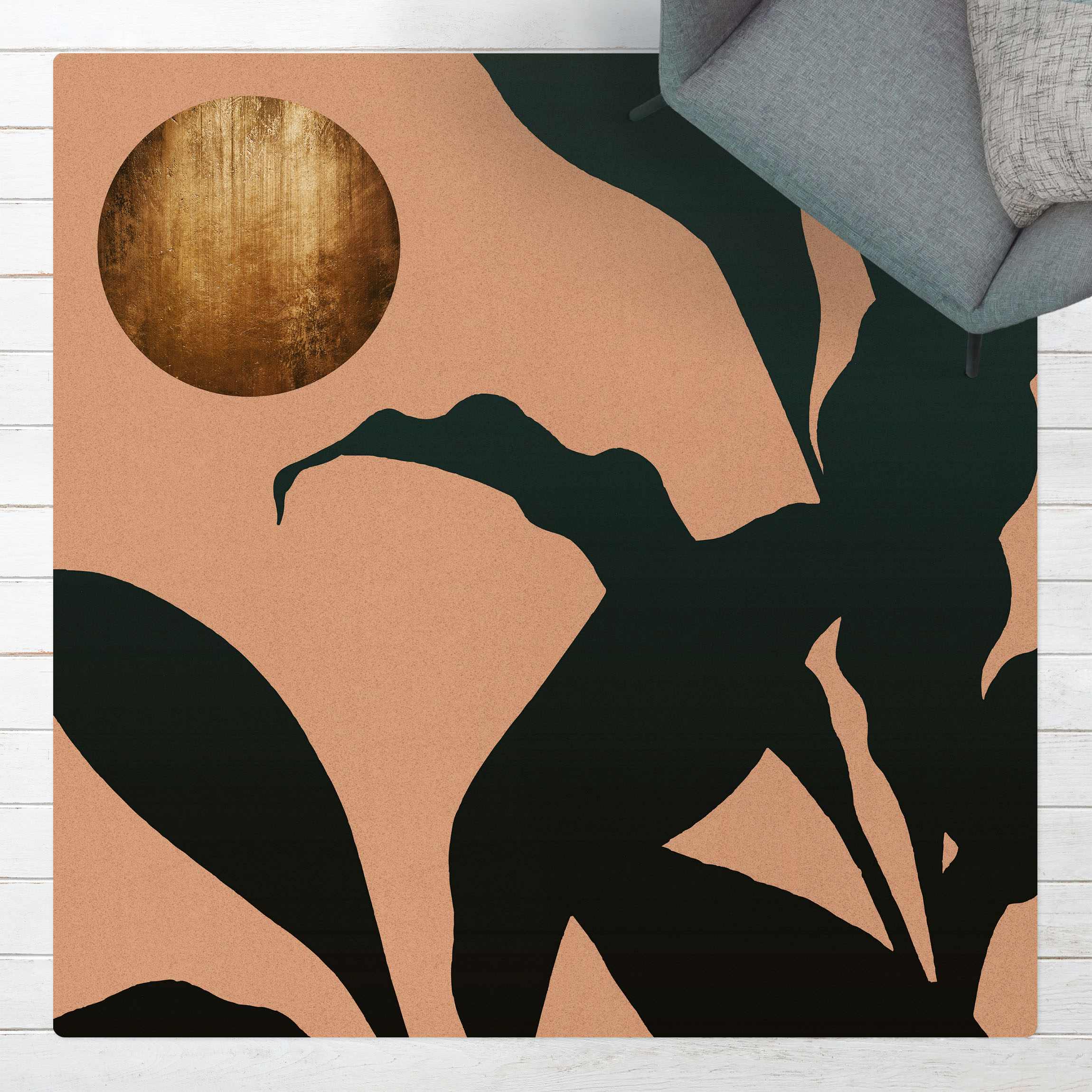 Kork-Teppich Goldener Mond im Dschungel