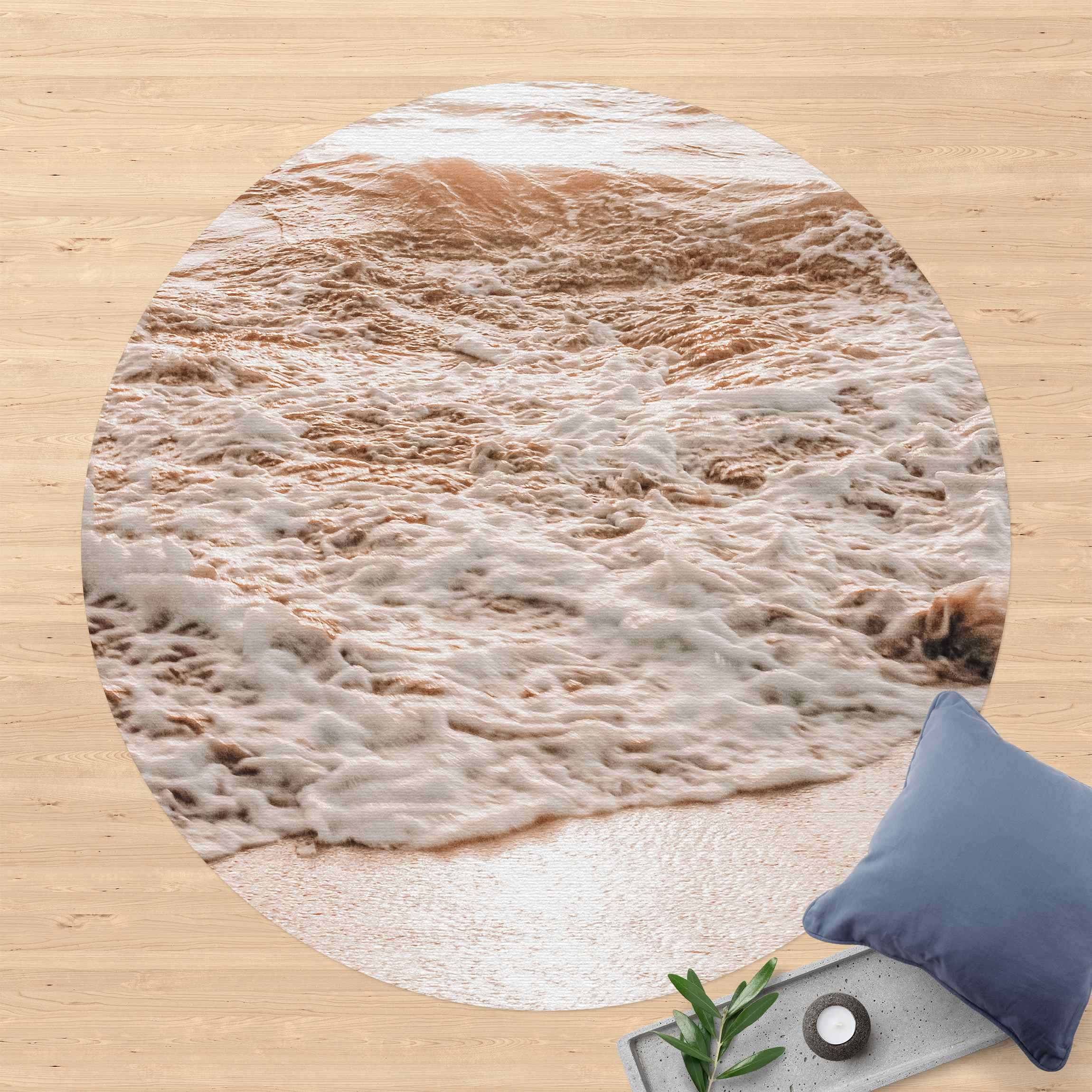 Runder Vinyl-Teppich Goldener Strand